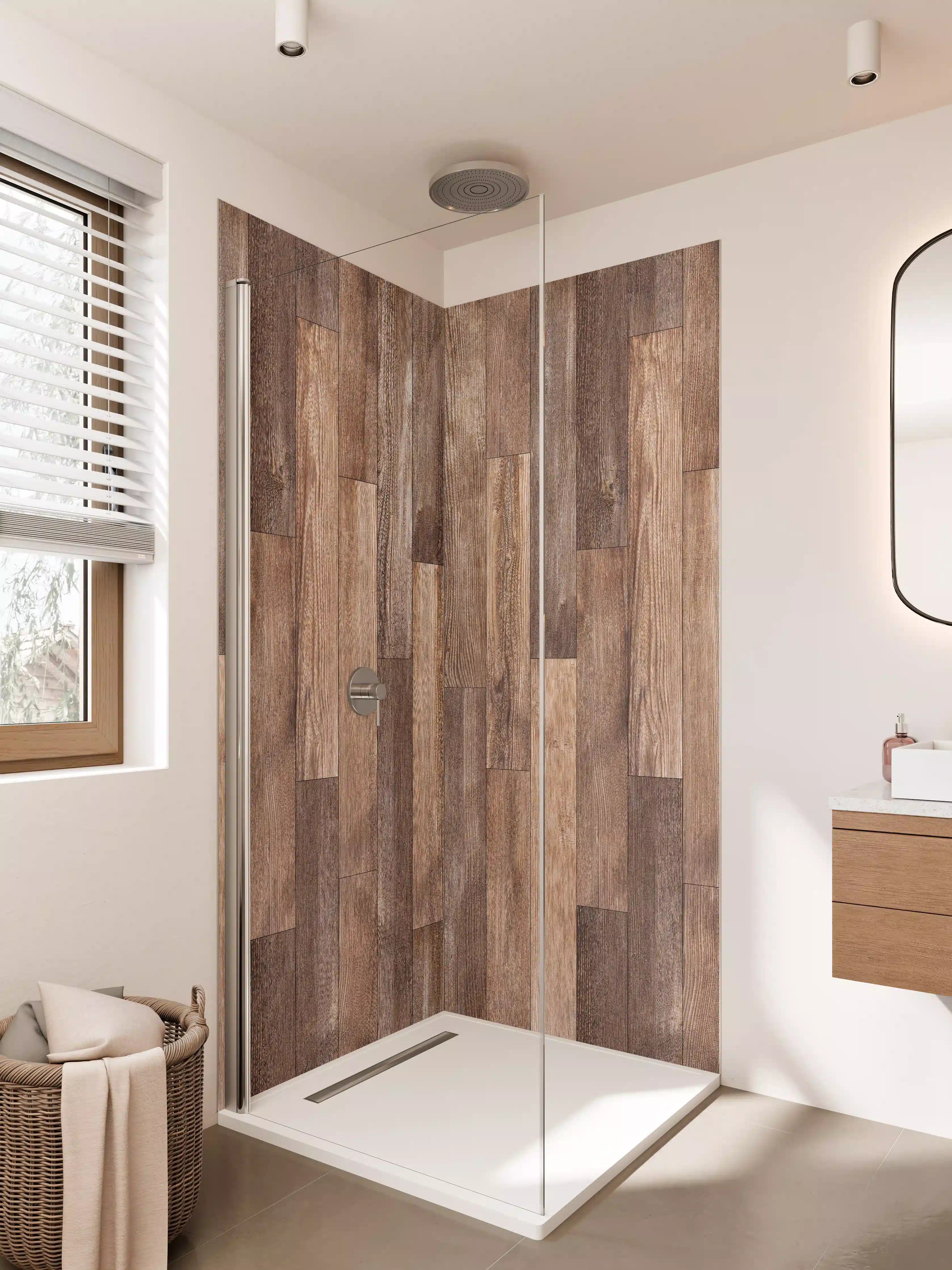 Duschrückwand - Wärme und Eleganz Holzoptik