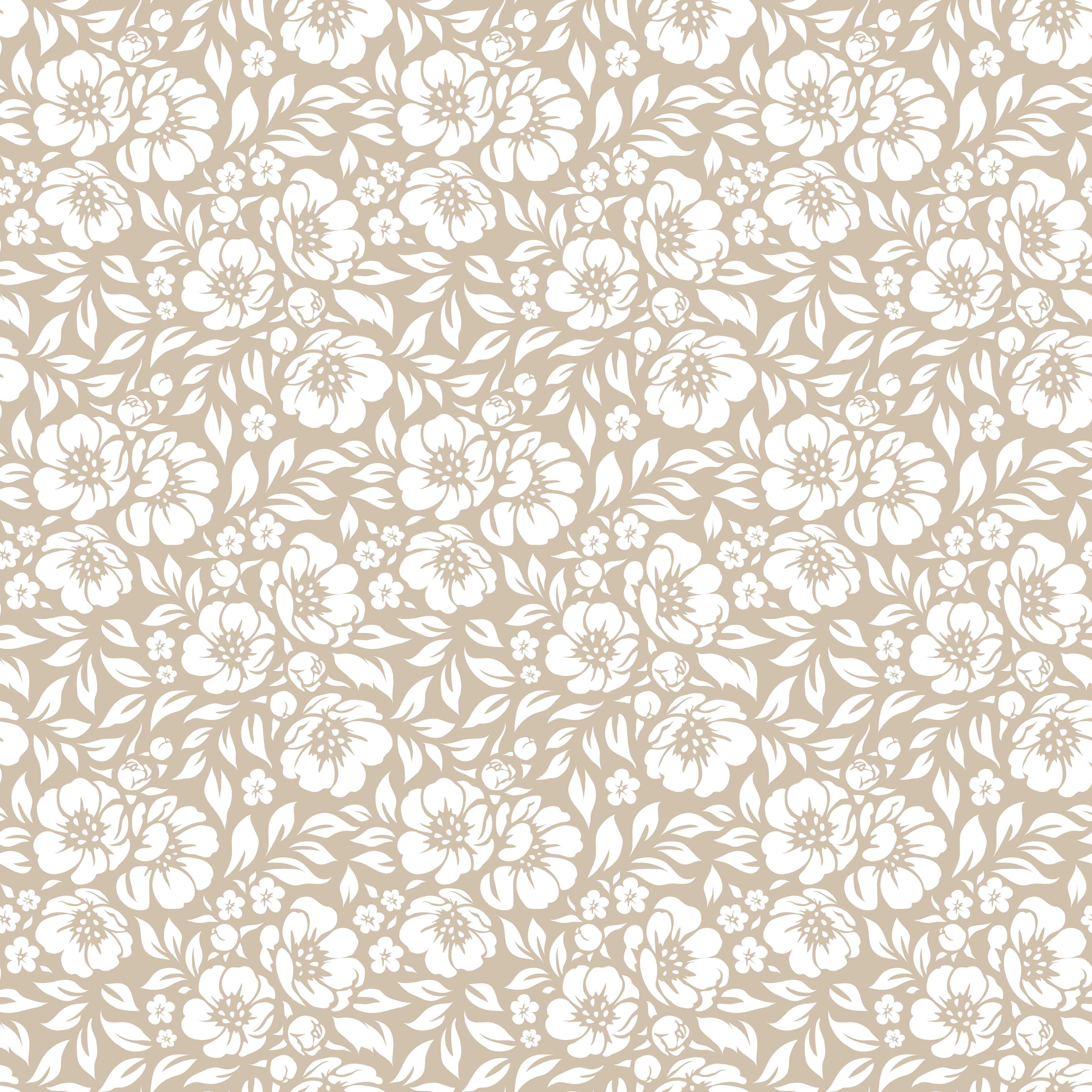 Duschrückwand-Weiße Blümchen auf Taupe-Hintergrund