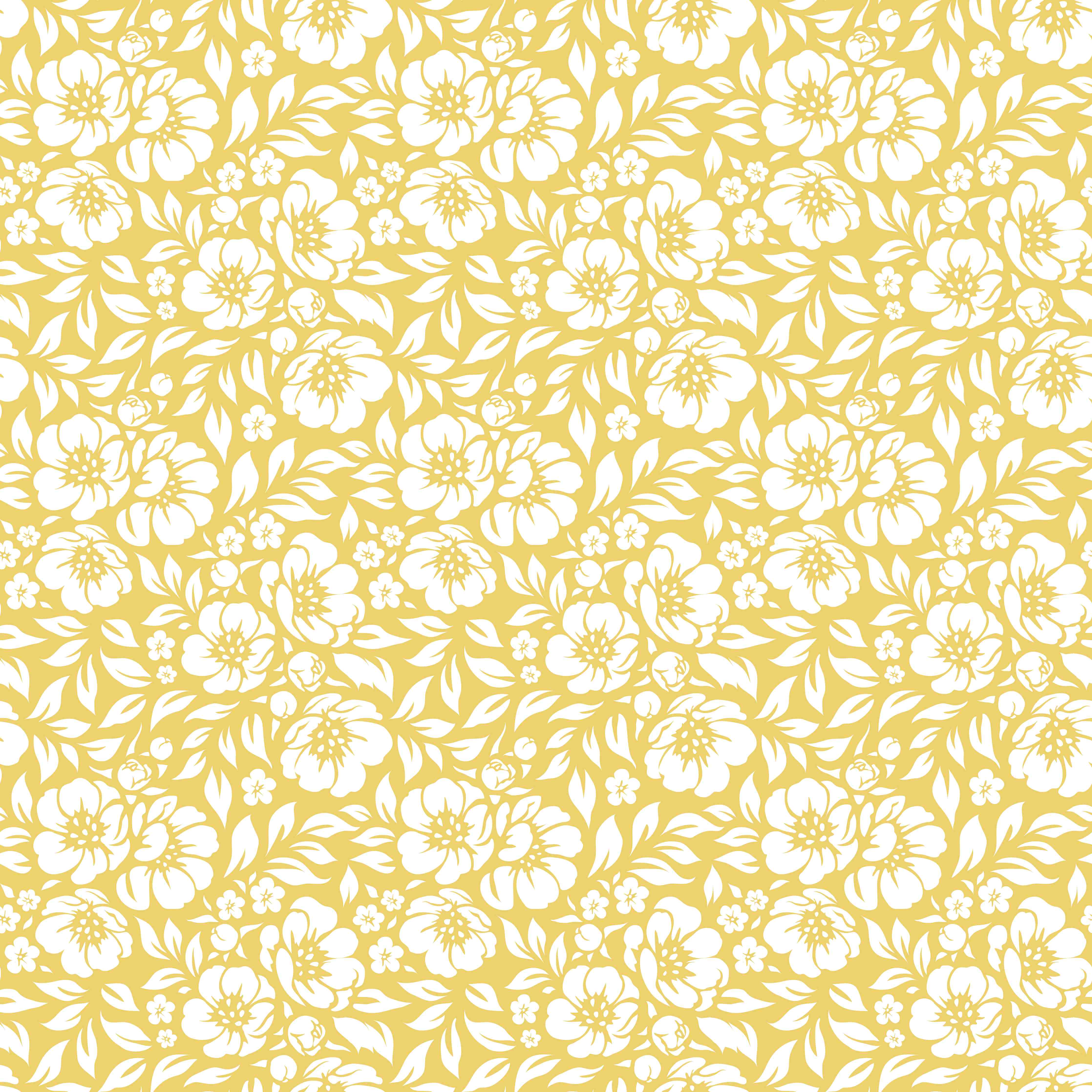 Duschrückwand-Weiße Blumenmuster auf gelbem Grund