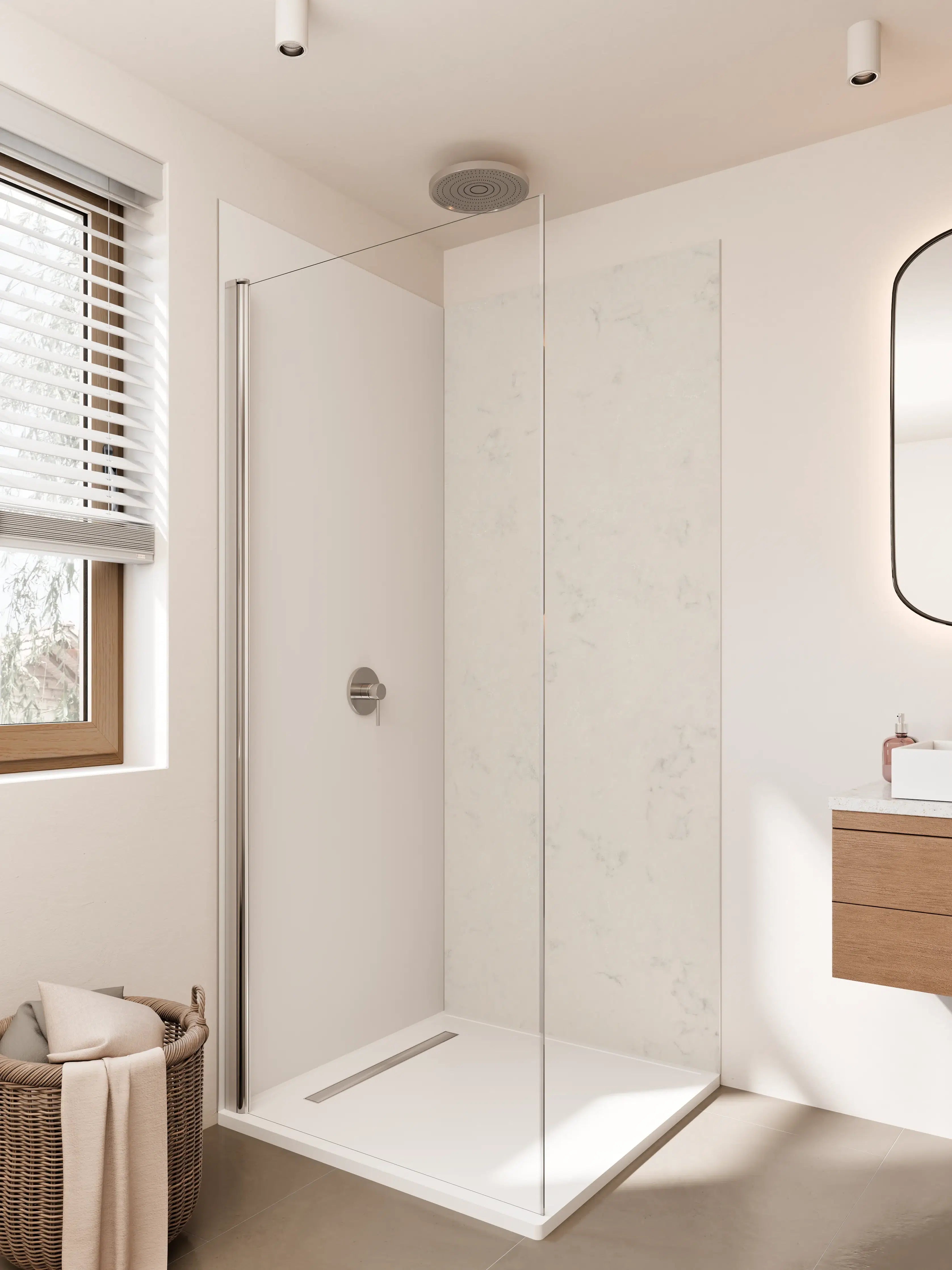 Duschrückwand - Weiße Marmor-Textur mit feinem Muster