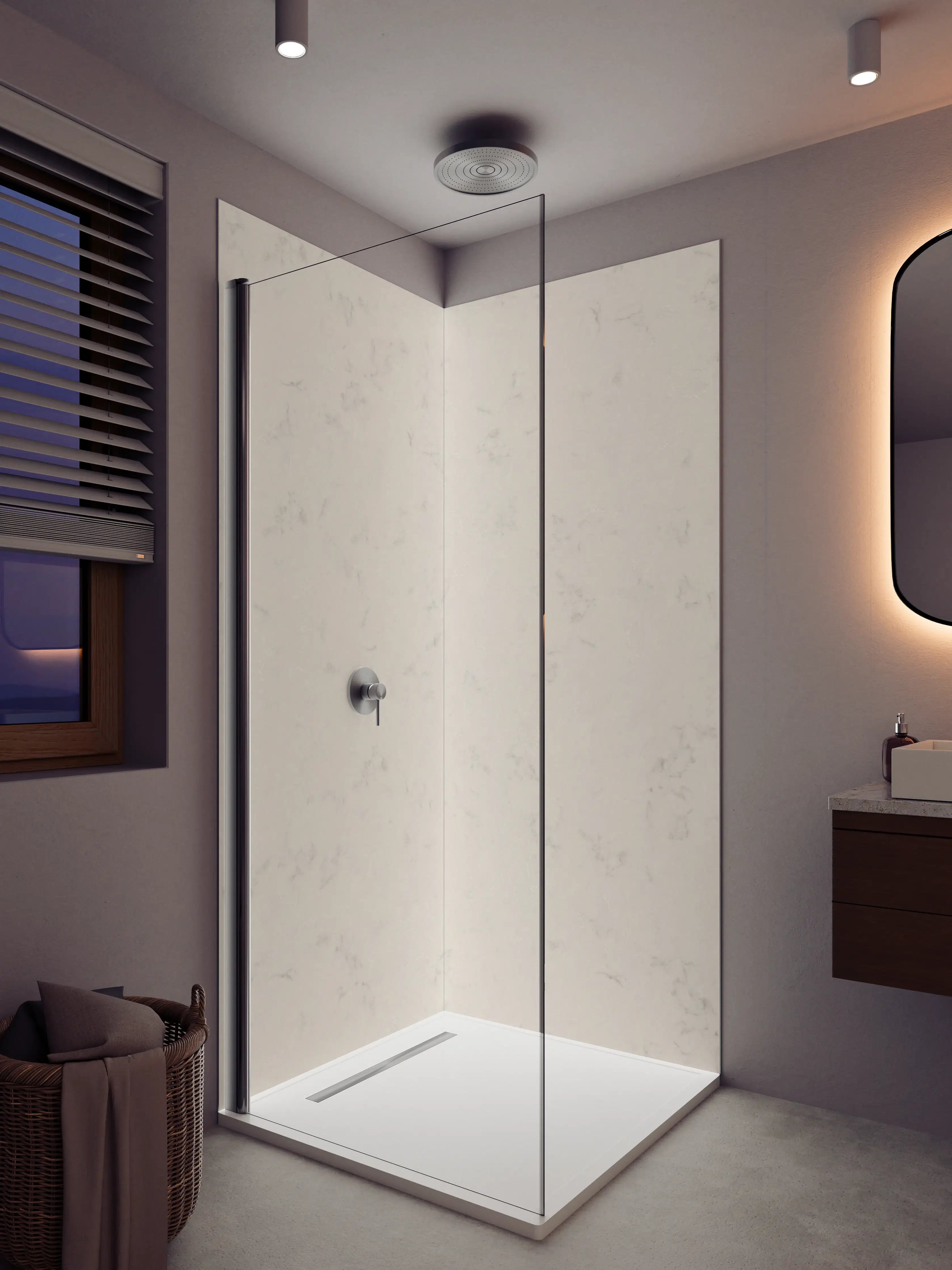 Duschrückwand - Weiße Marmor-Textur mit feinem Muster