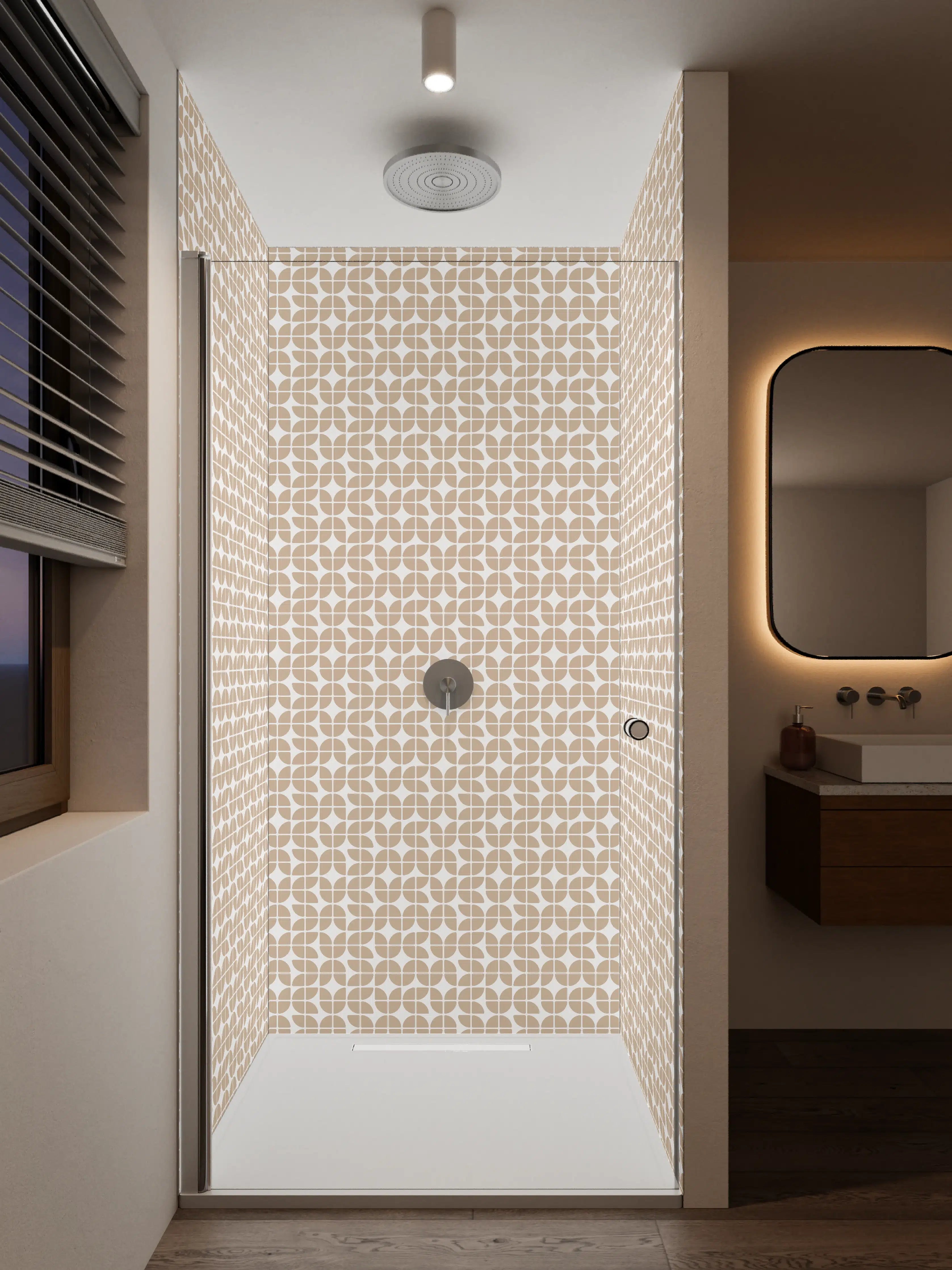 Duschrückwand - Weißes Graumuster-Design