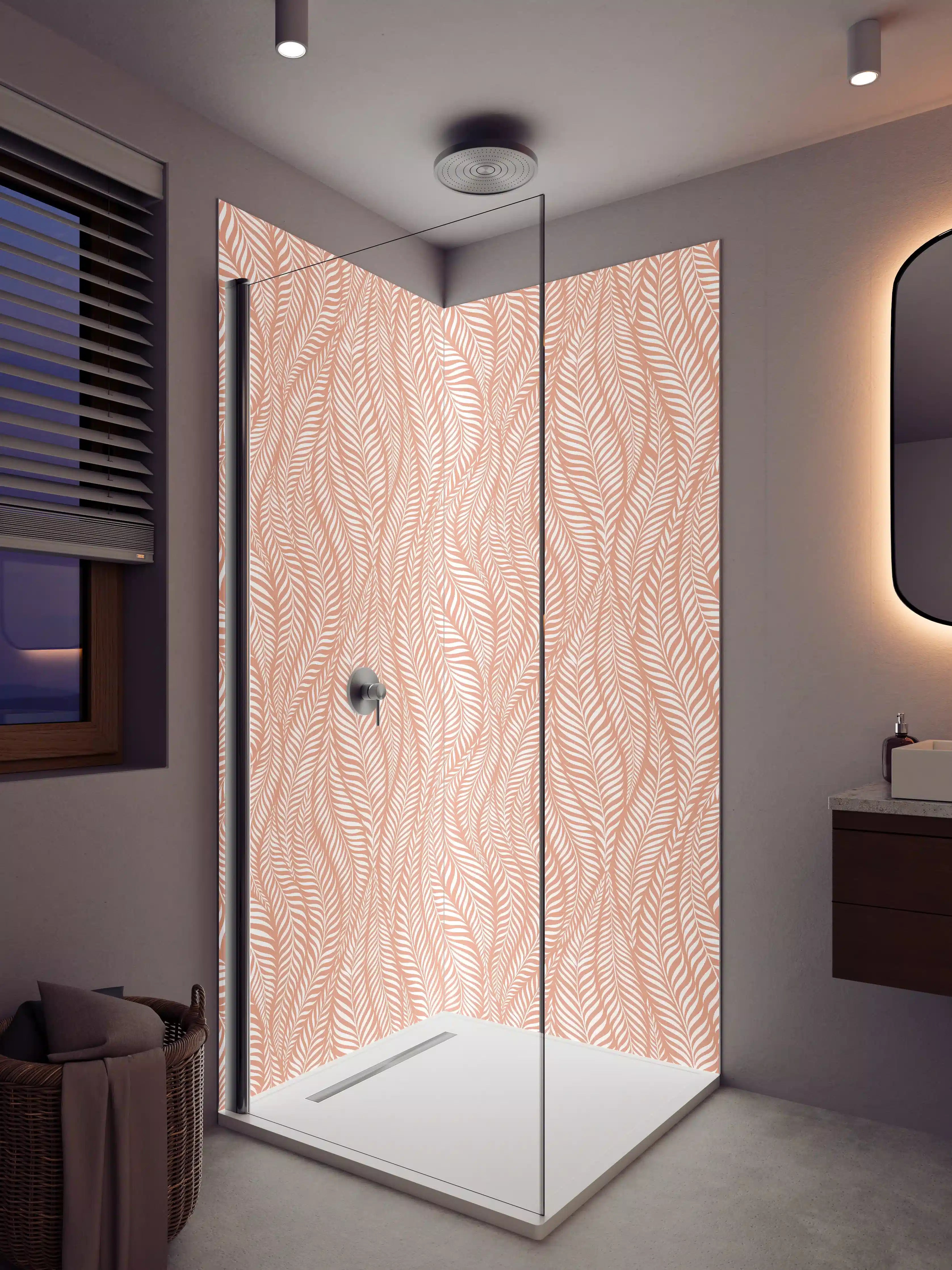 Duschrückwand - Zarter Rosé-Pink-Wellness-Muster