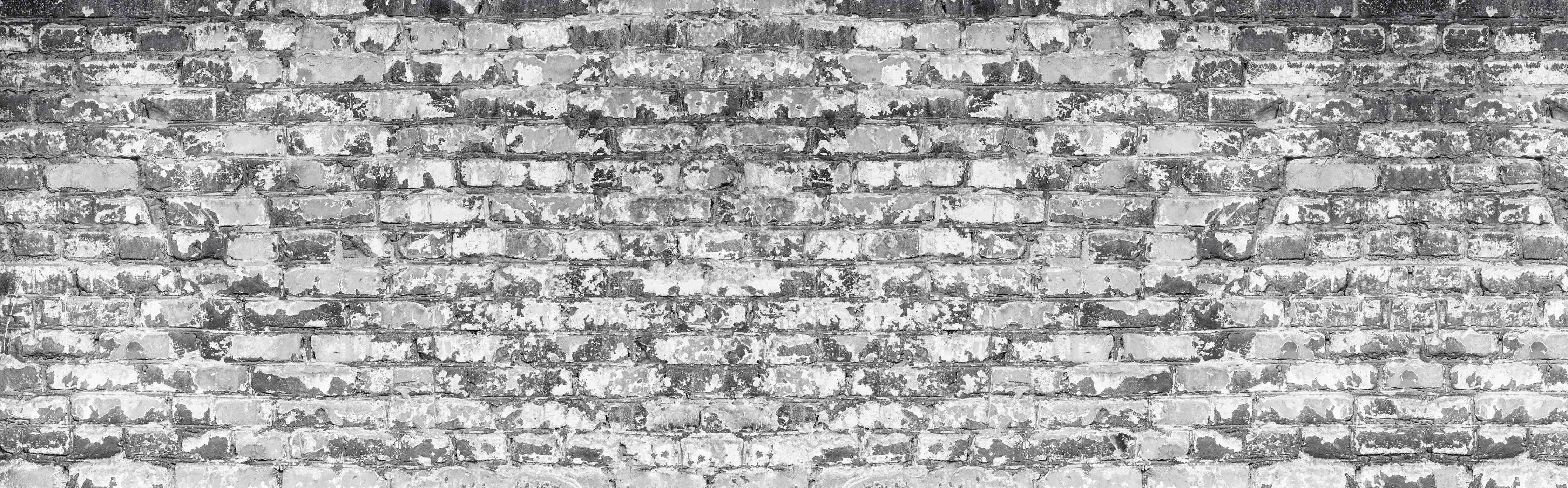 Große Wandbilder- Hellgraue verwitterte Vintage Ziegelwand