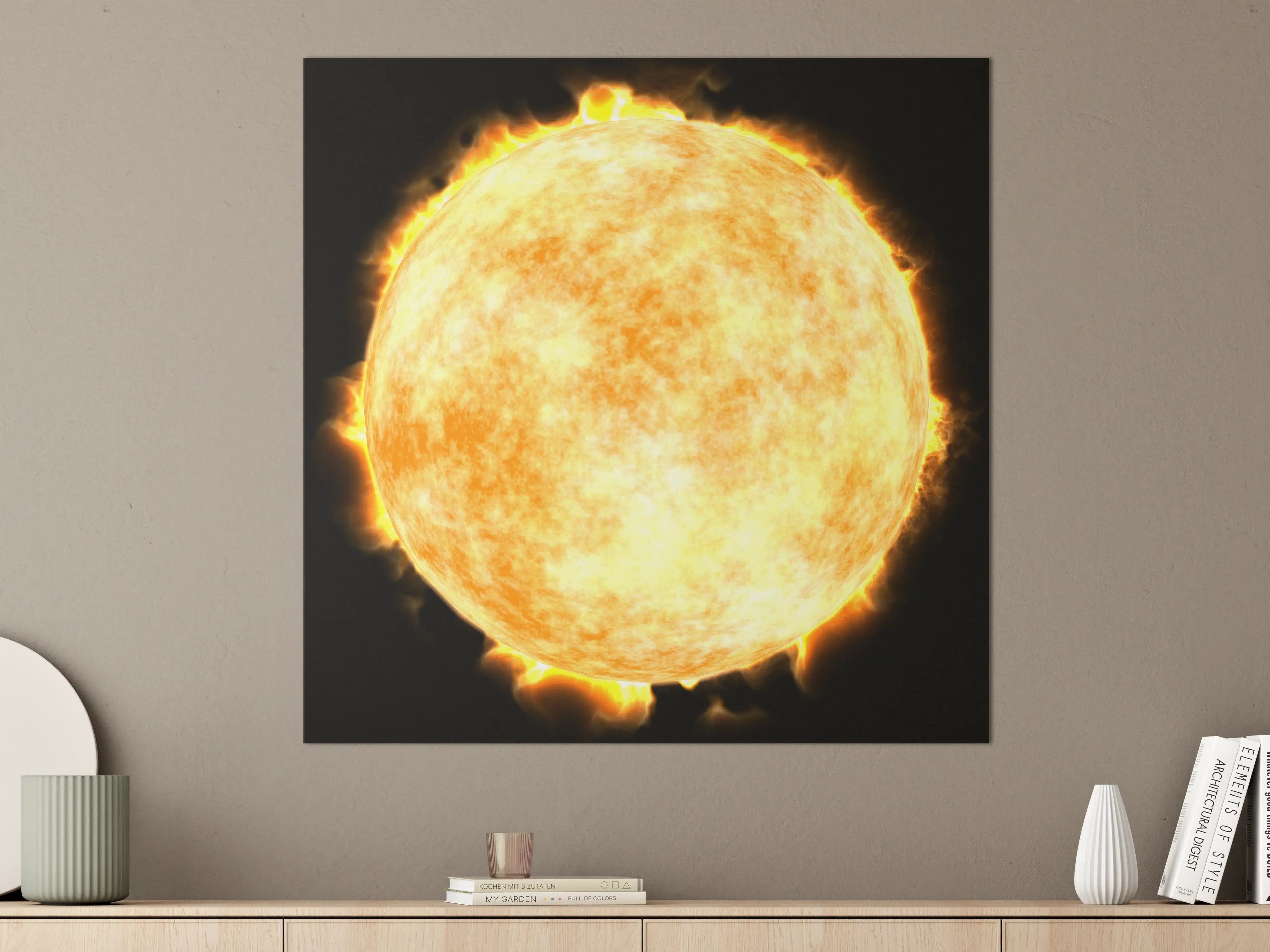 Große Wandbilder - Sonne auf Schwarzem Hintergrund