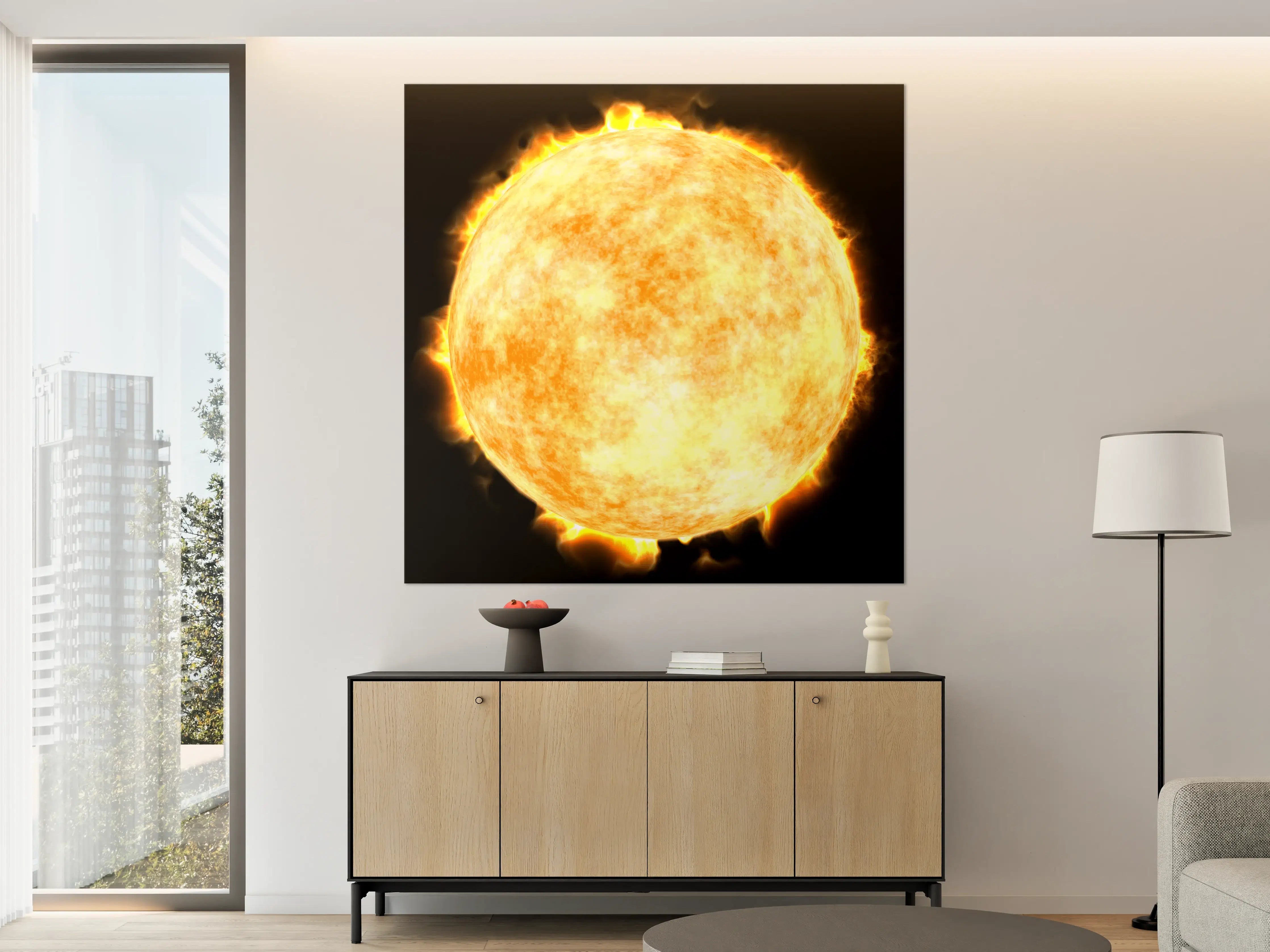 Große Wandbilder - Sonne auf Schwarzem Hintergrund