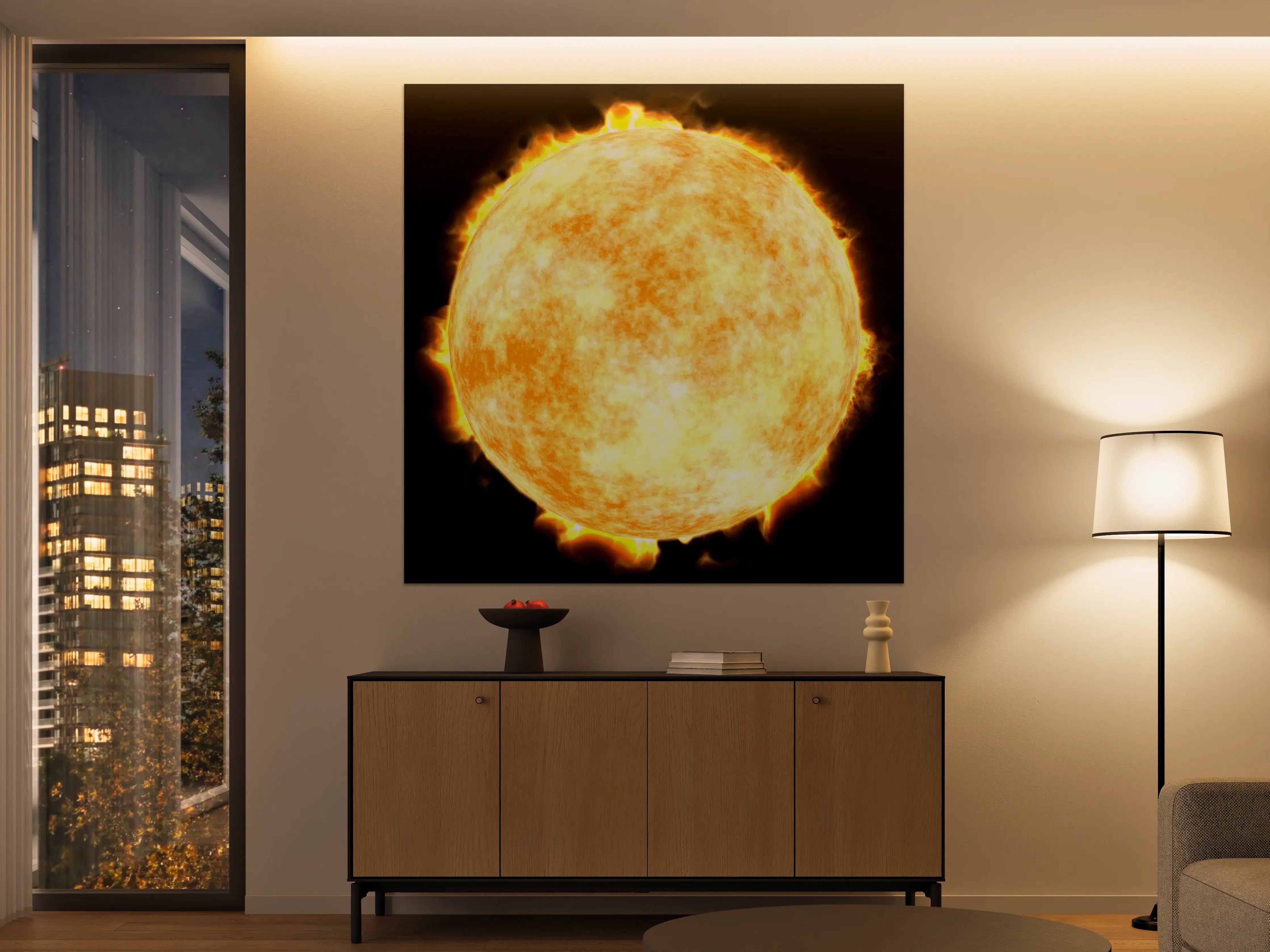 Große Wandbilder - Sonne auf Schwarzem Hintergrund