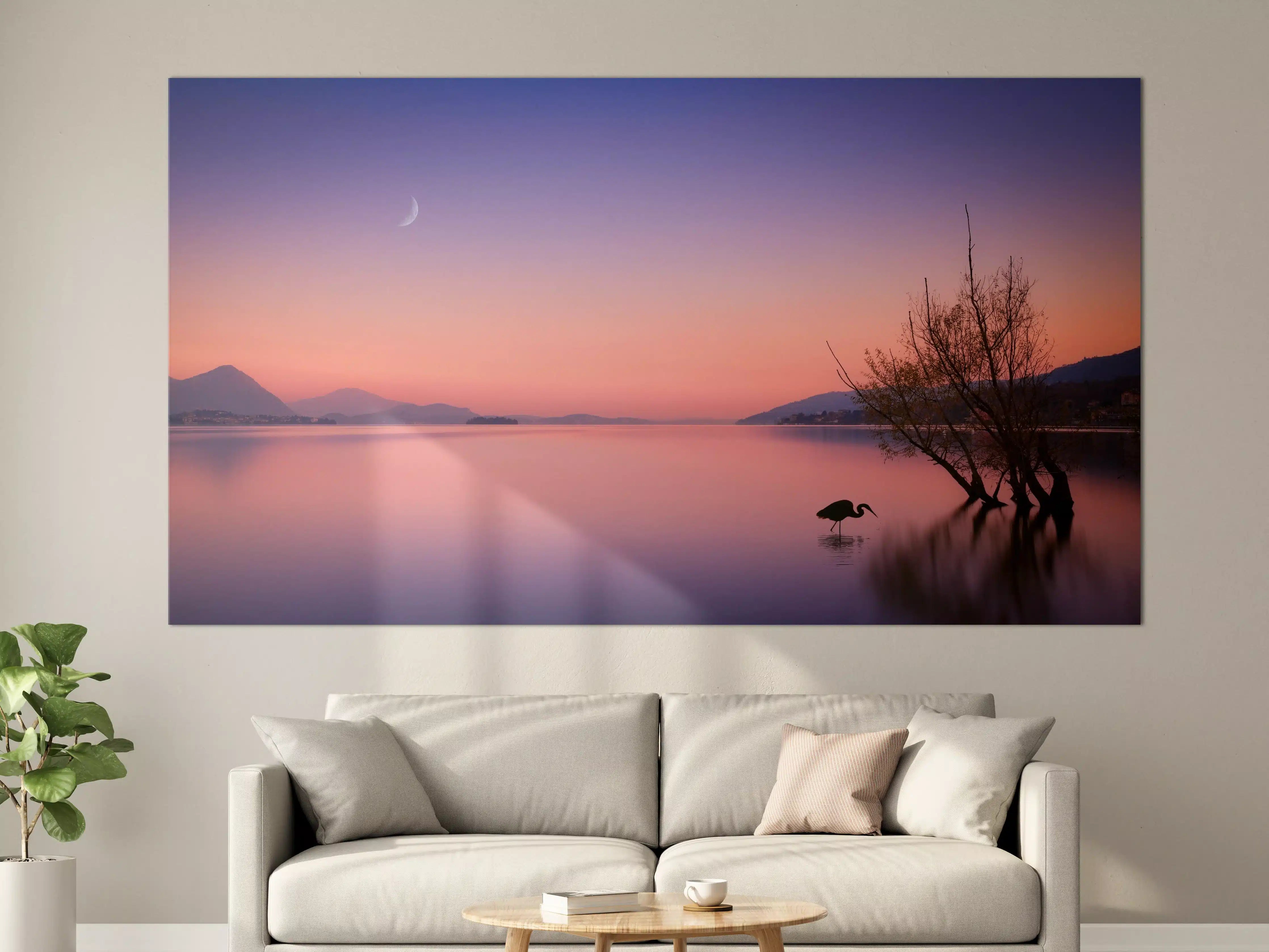 Große Wandbilder - Abendliche Seelandschaft mit Mondschein