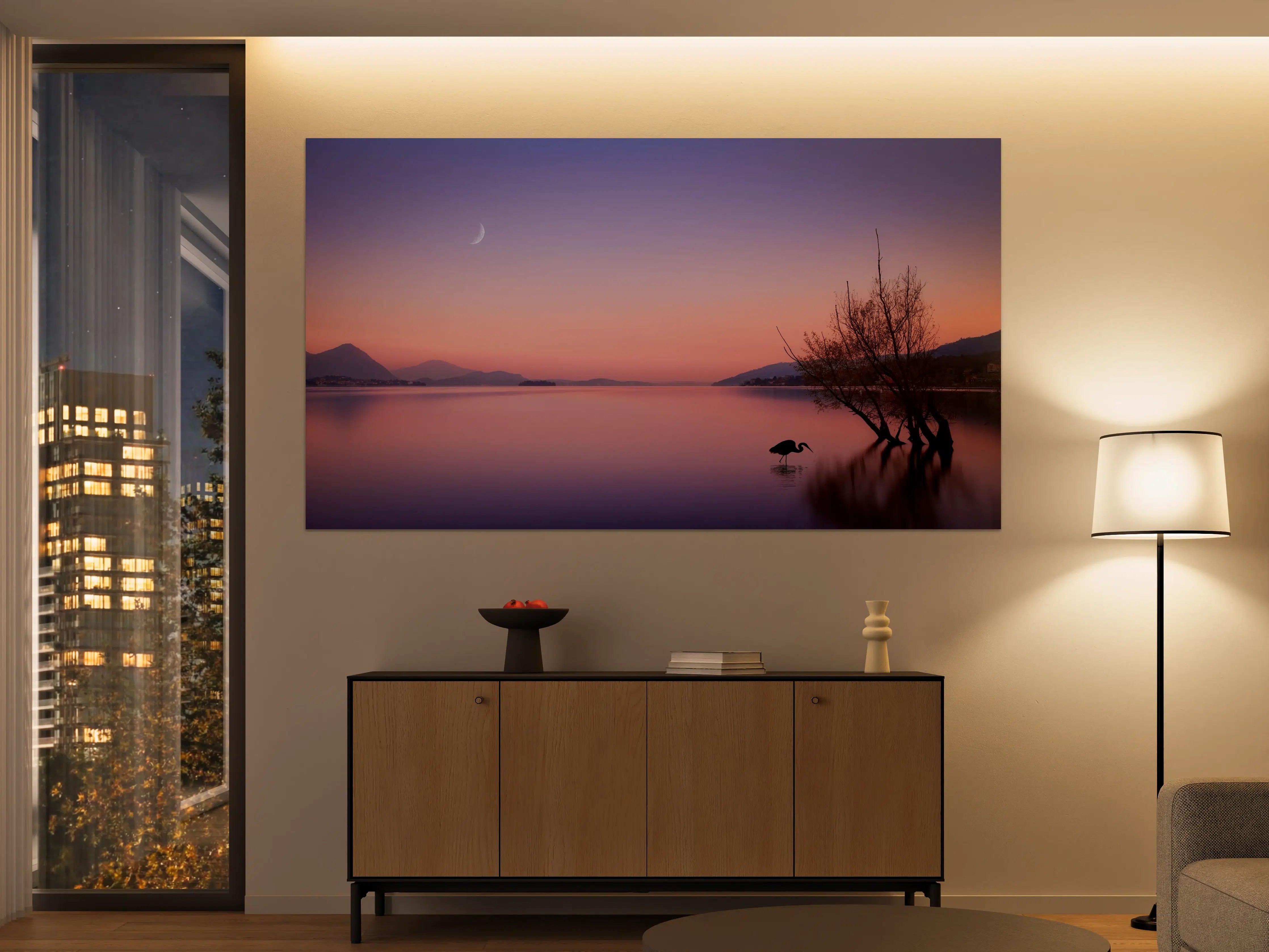 Große Wandbilder - Abendliche Seelandschaft mit Mondschein