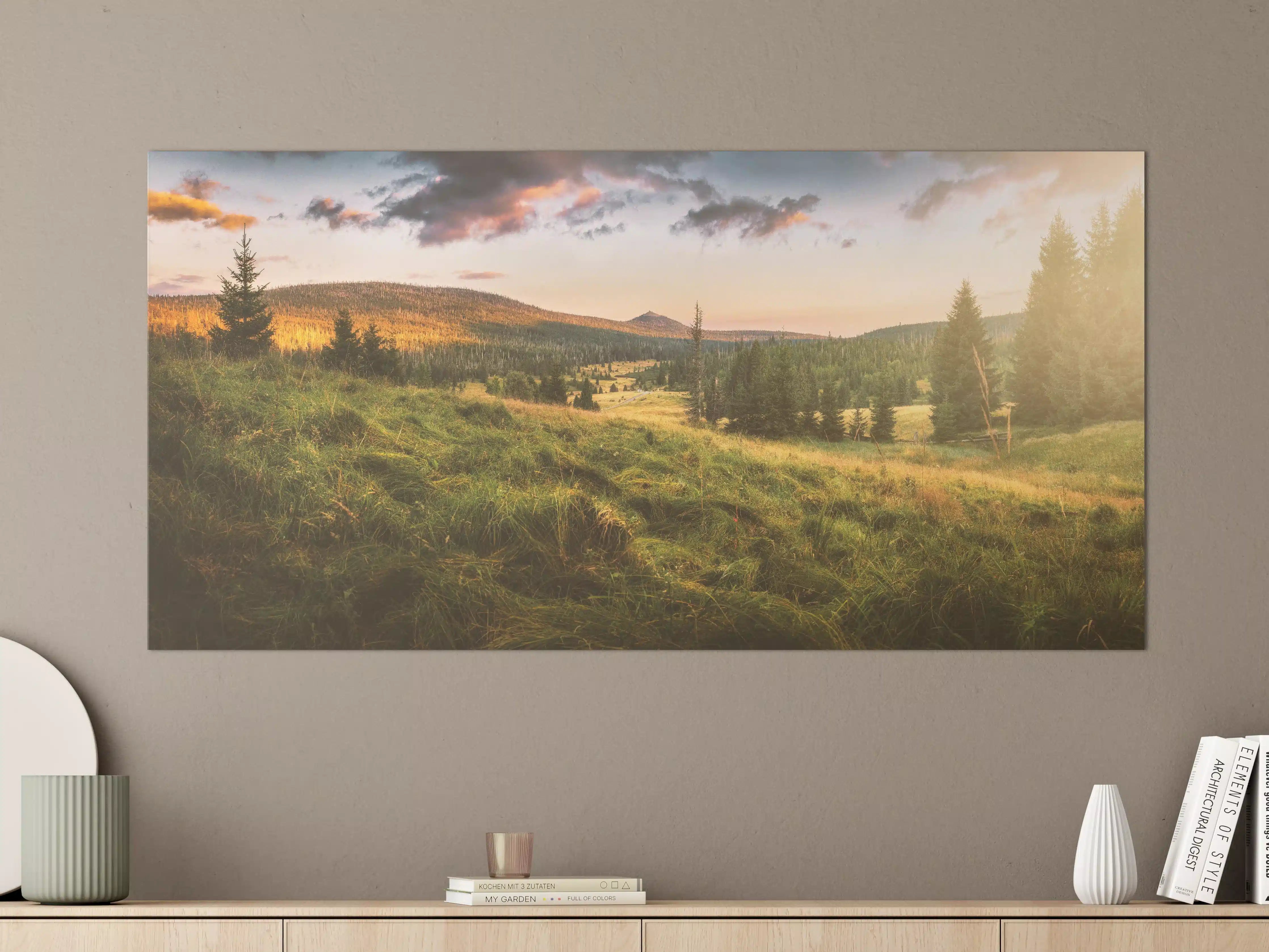 Große Wandbilder - Abendlicher Berg Luzný - Tschechien