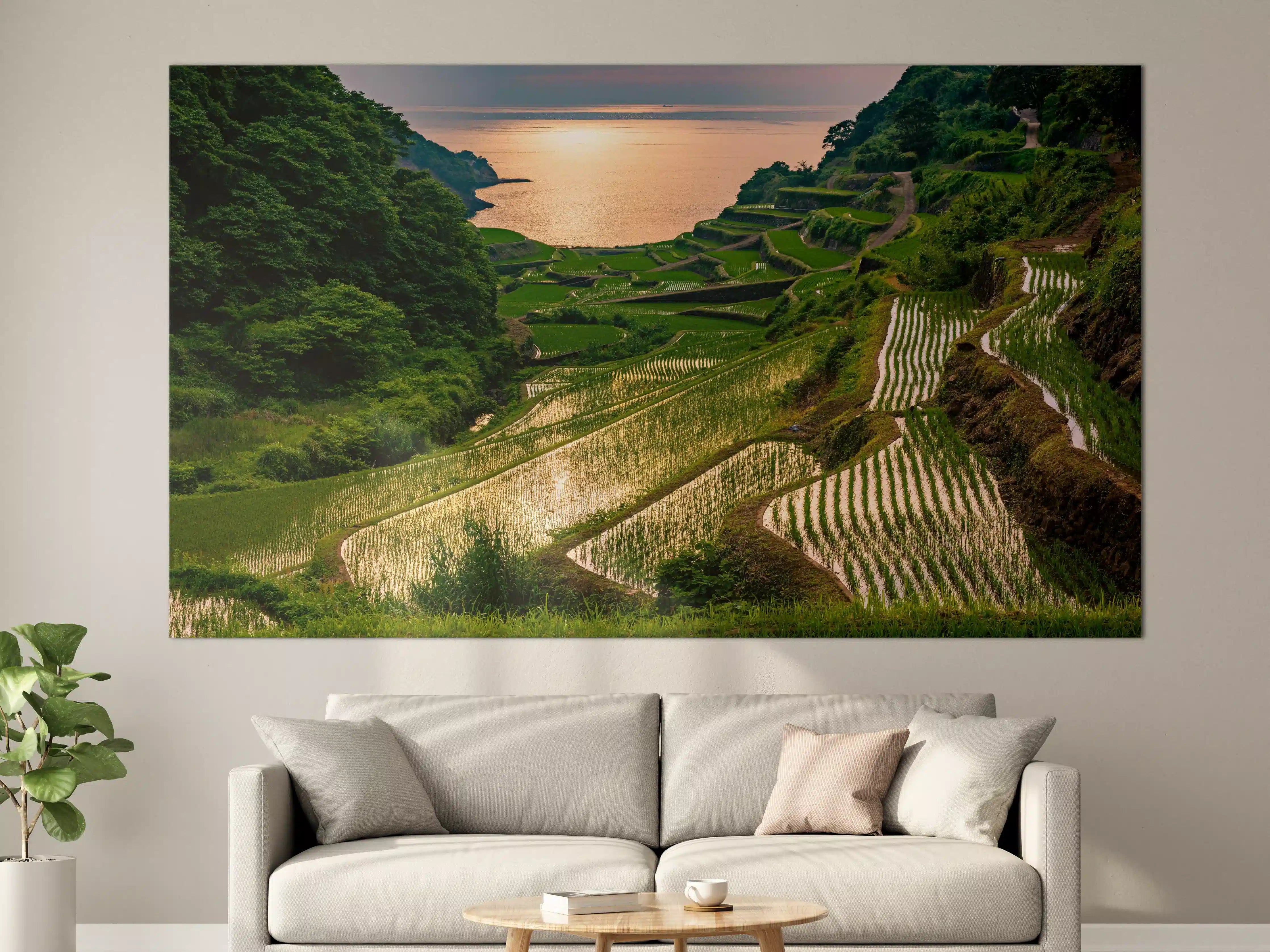 Große Wandbilder - Abendlicher Blick japanische Berglandschaft