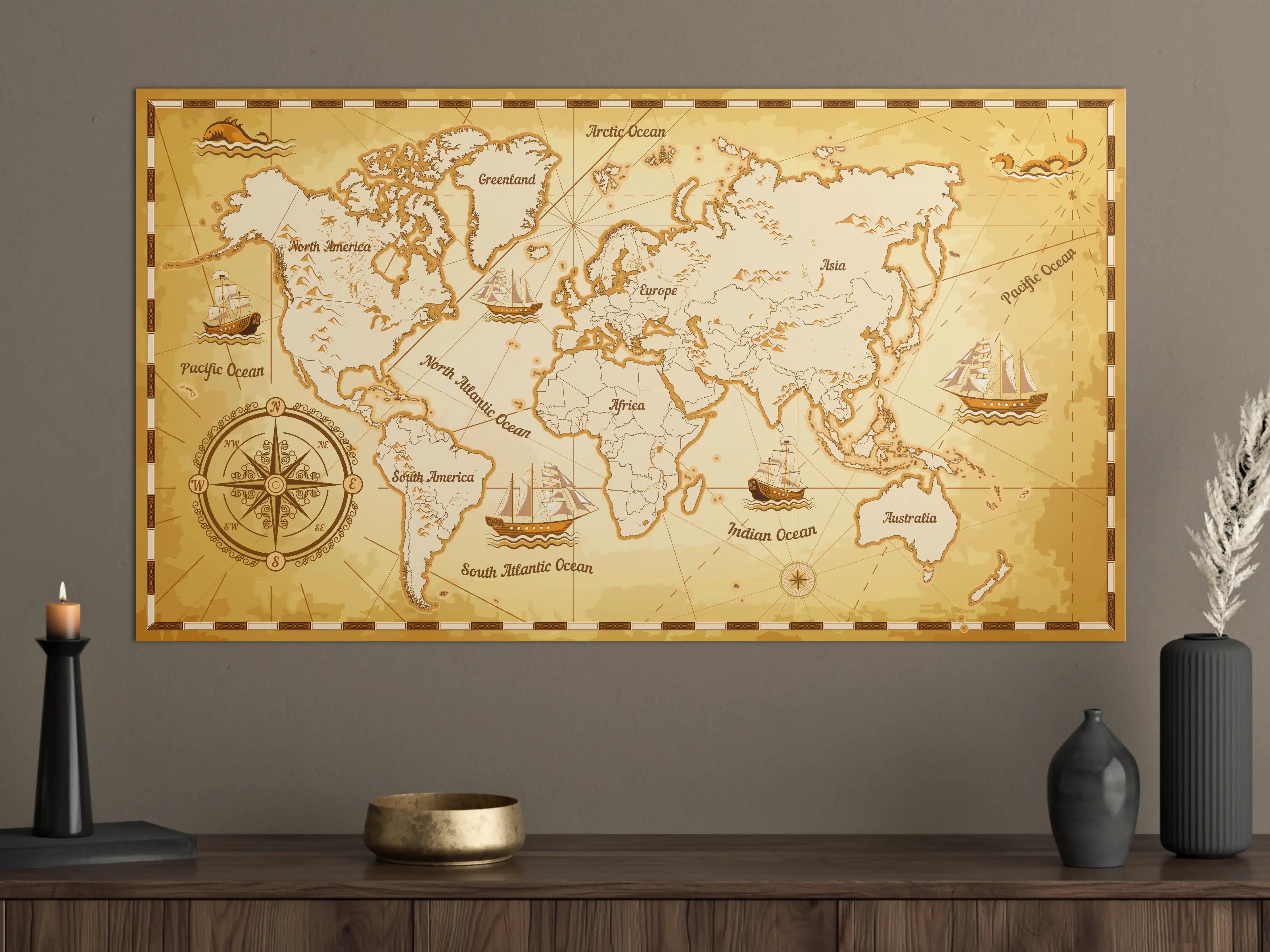 Große Wandbilder - Abenteuerliche Weltkartenkunst