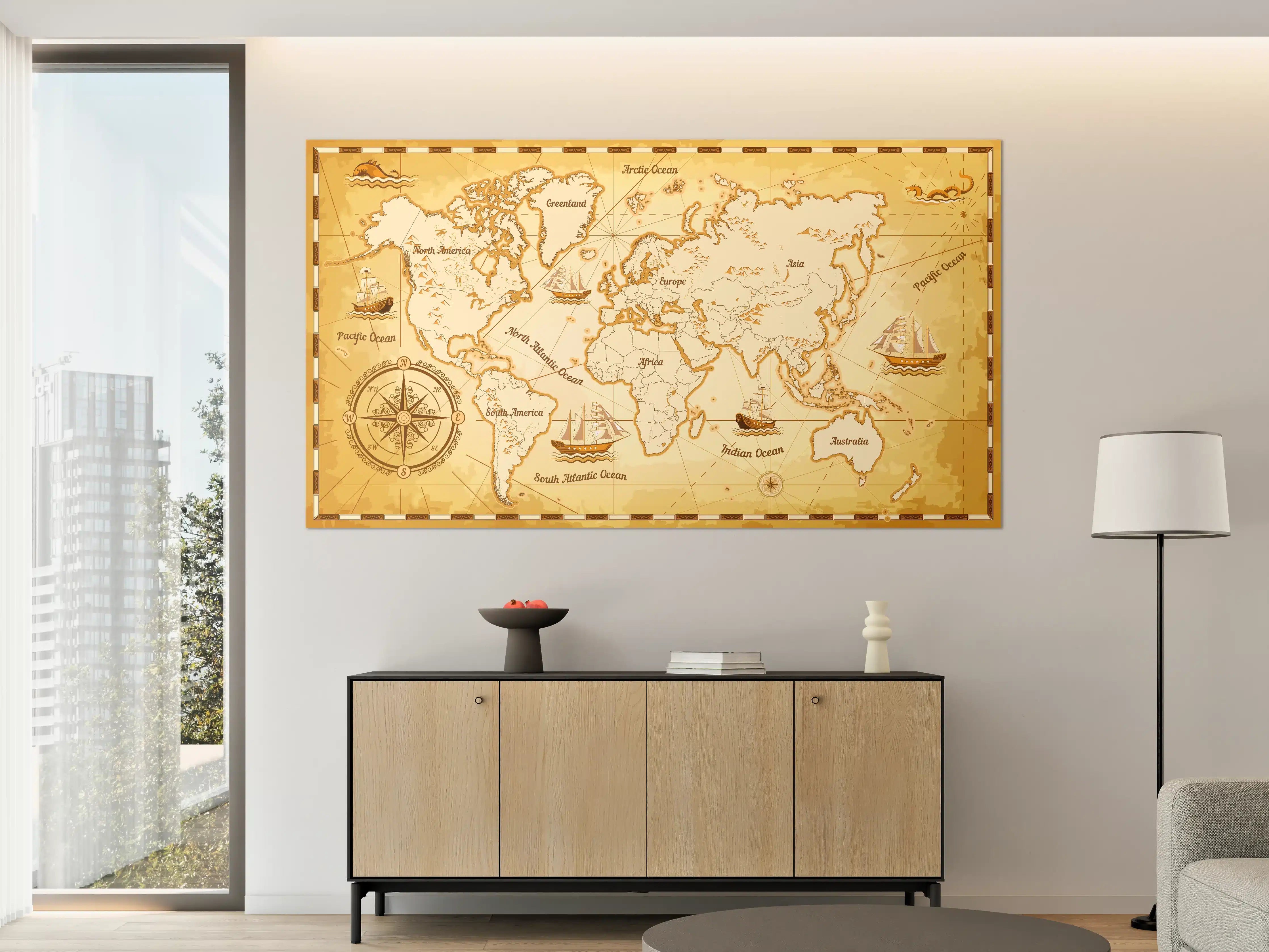 Große Wandbilder - Abenteuerliche Weltkartenkunst
