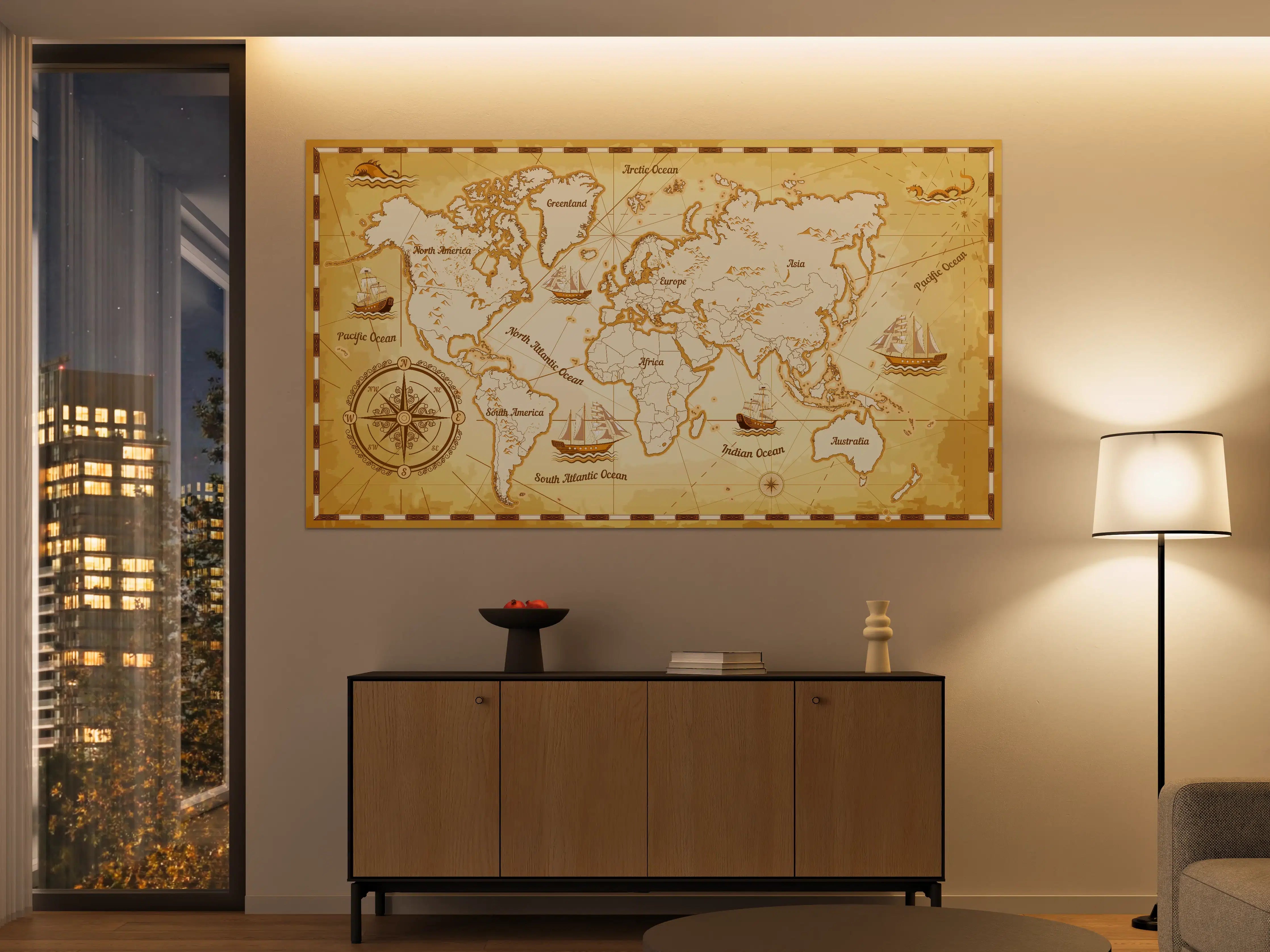 Große Wandbilder - Abenteuerliche Weltkartenkunst