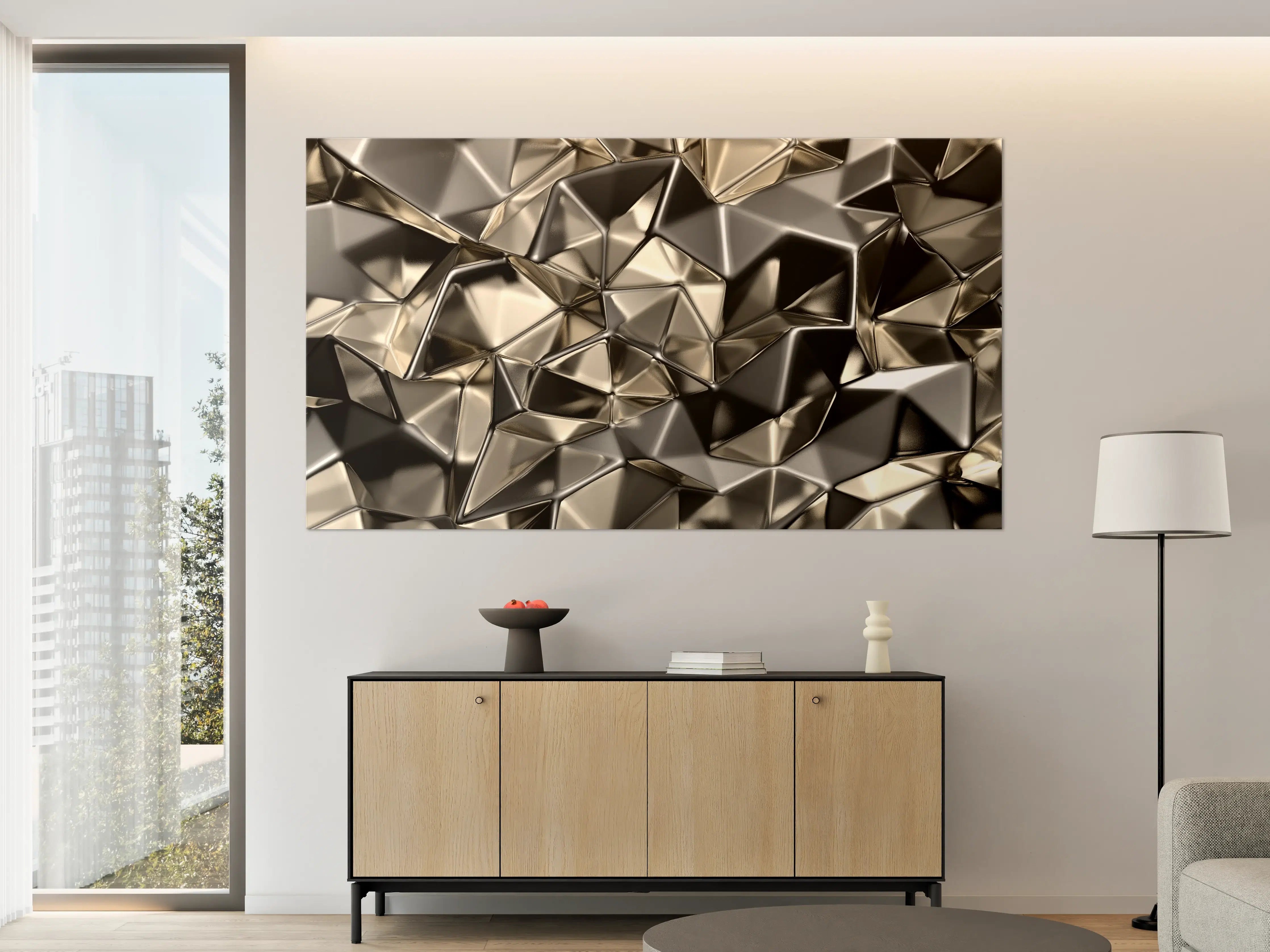 Große Wandbilder - Abstract Metallic Triangle Pattern
