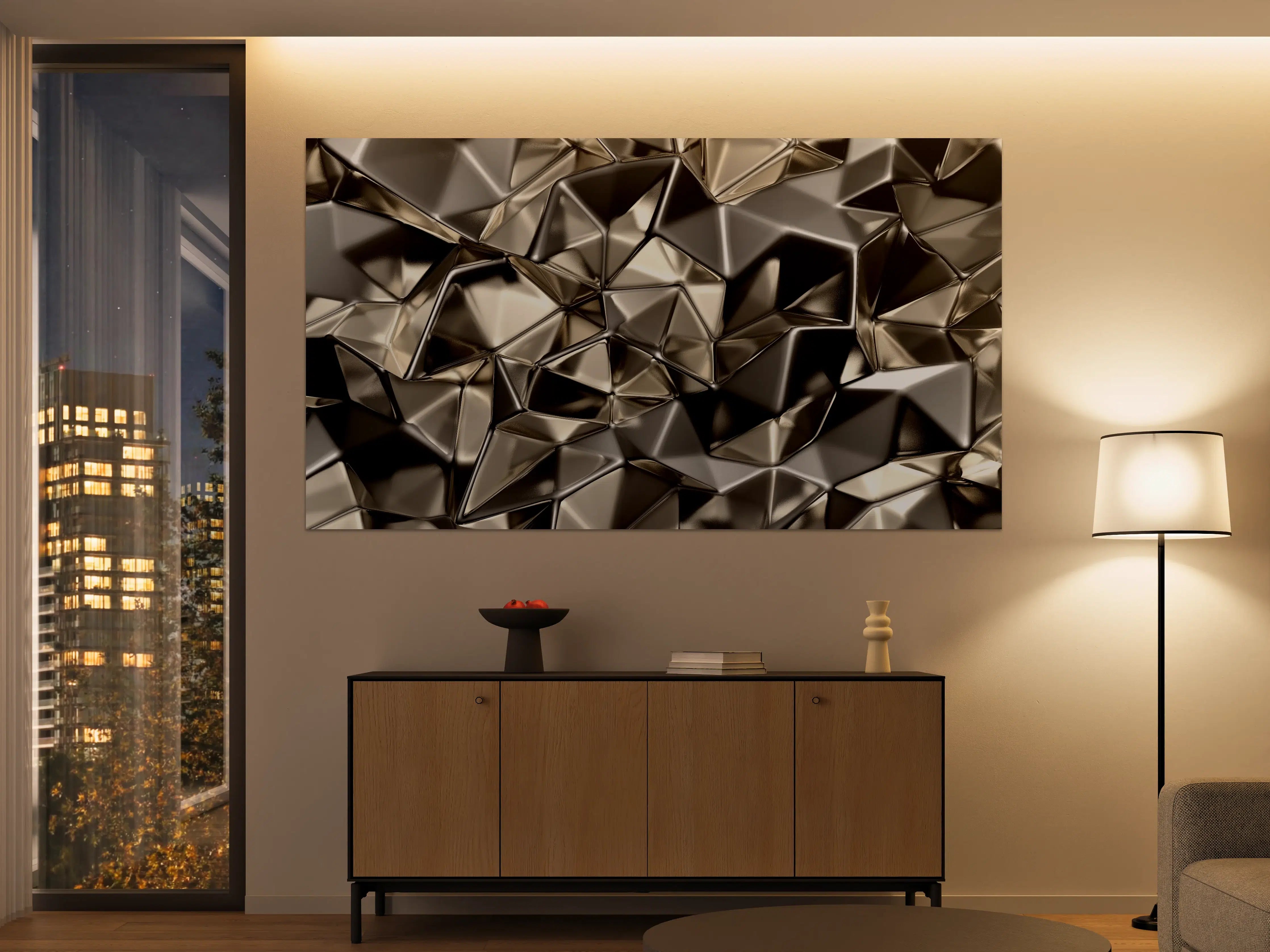 Große Wandbilder - Abstract Metallic Triangle Pattern