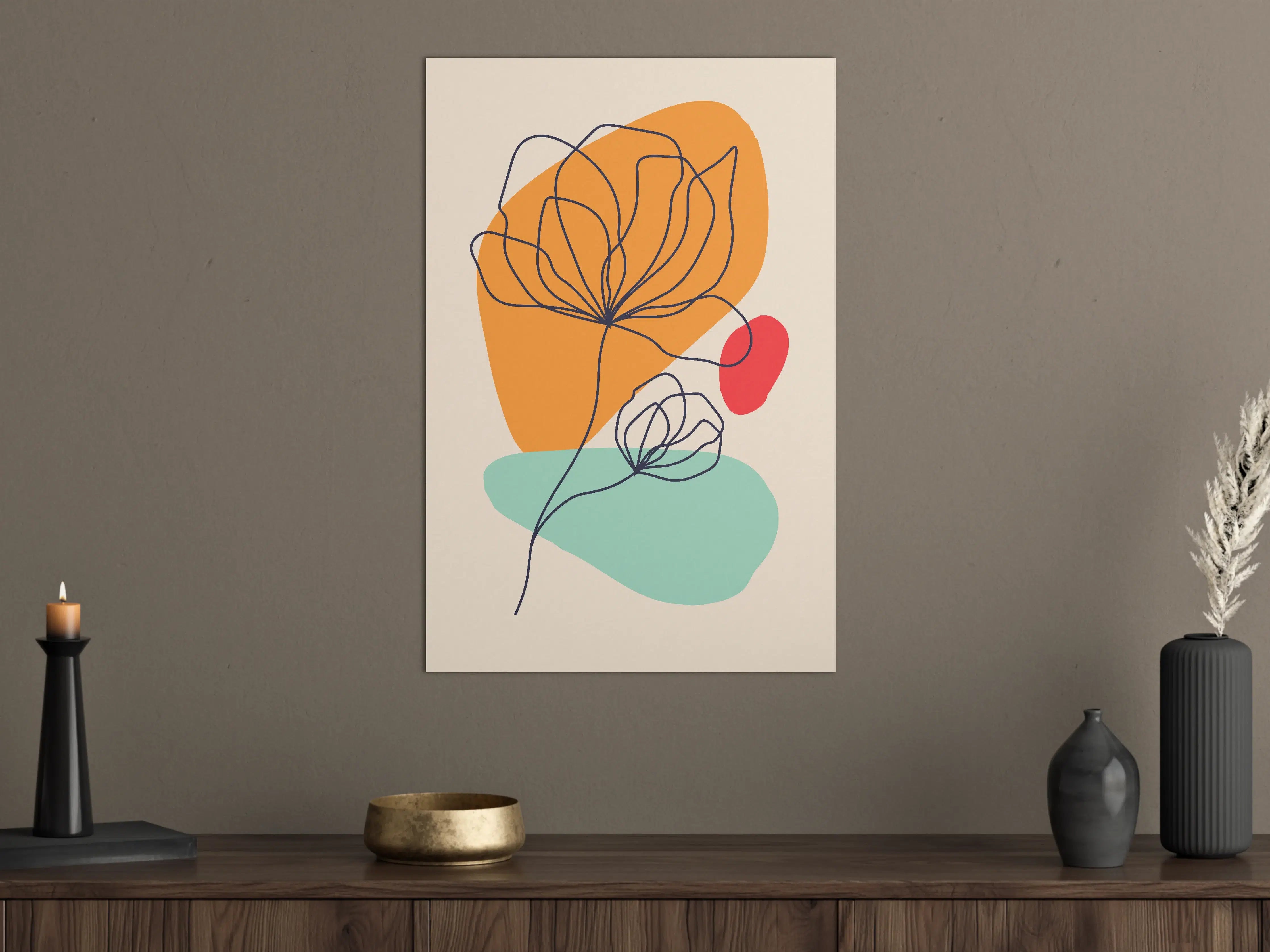 Große Wandbilder - Abstracte Blumenzeichnung in Pastellfarben