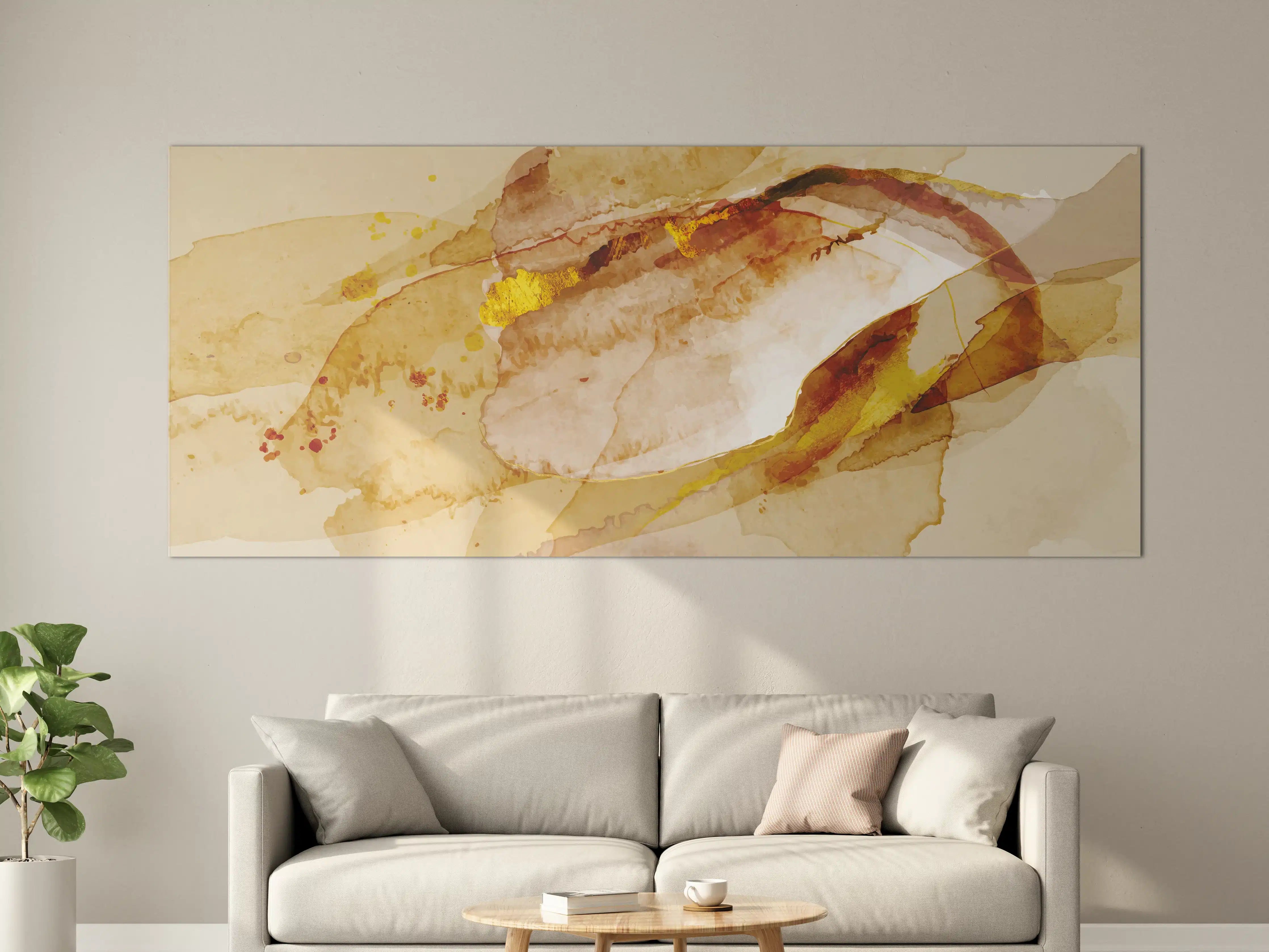Große Wandbilder - Abstrakte Aquarell Gold-Nuancen