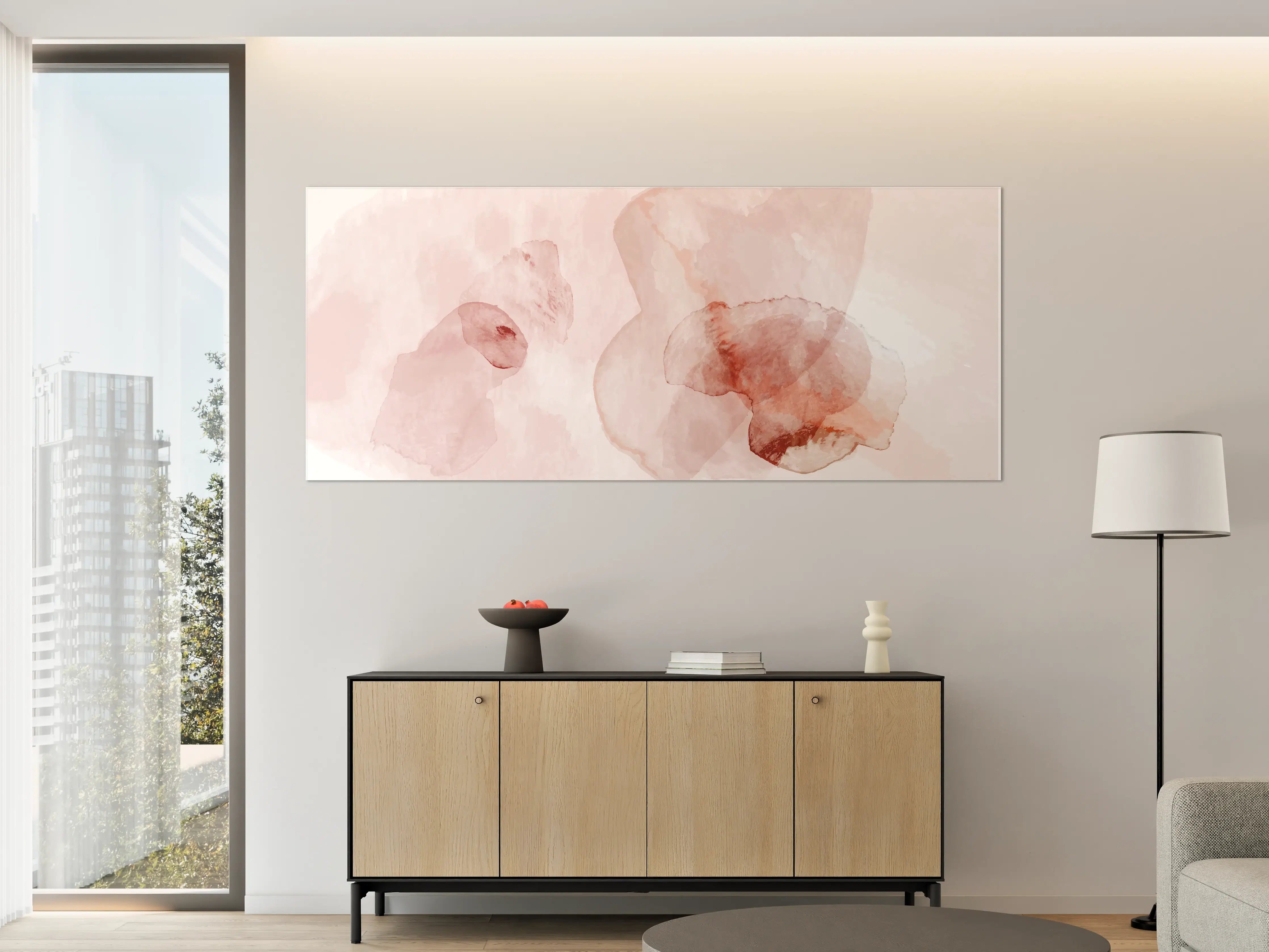 Große Wandbilder - Abstrakte Aquarell Rosa Töne