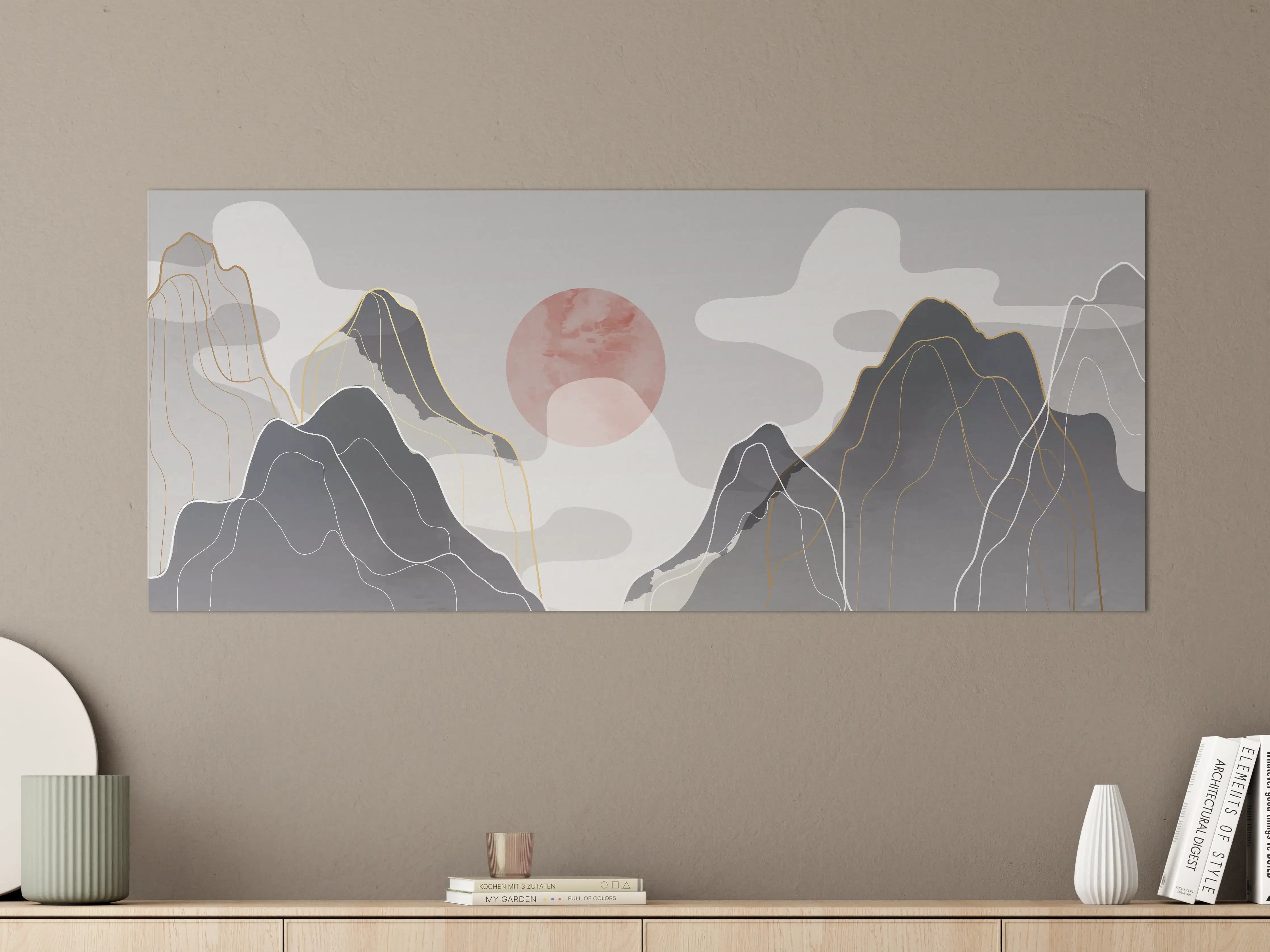 Große Wandbilder - Abstrakte Berge in Pastell
