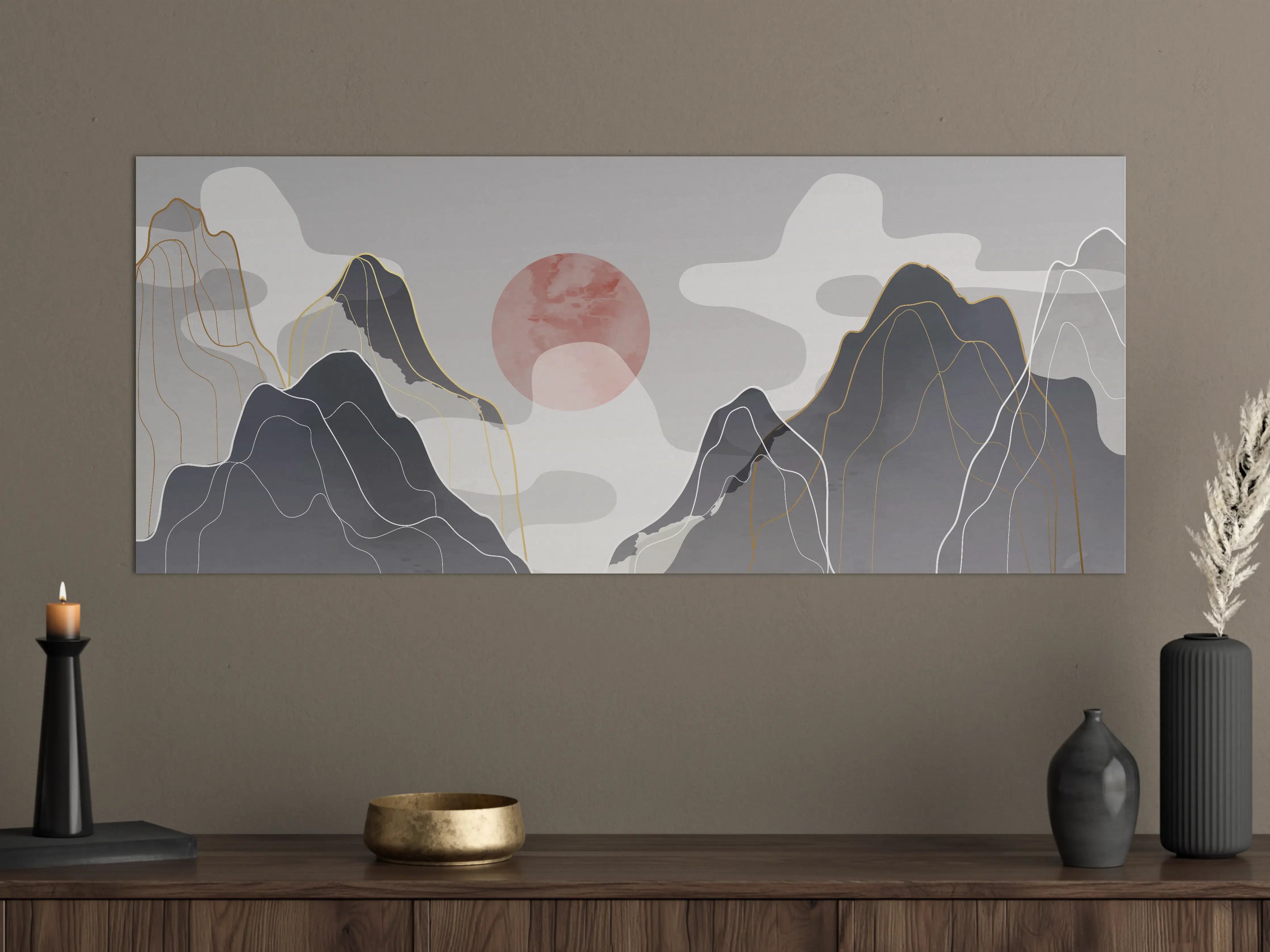 Große Wandbilder - Abstrakte Berge in Pastell