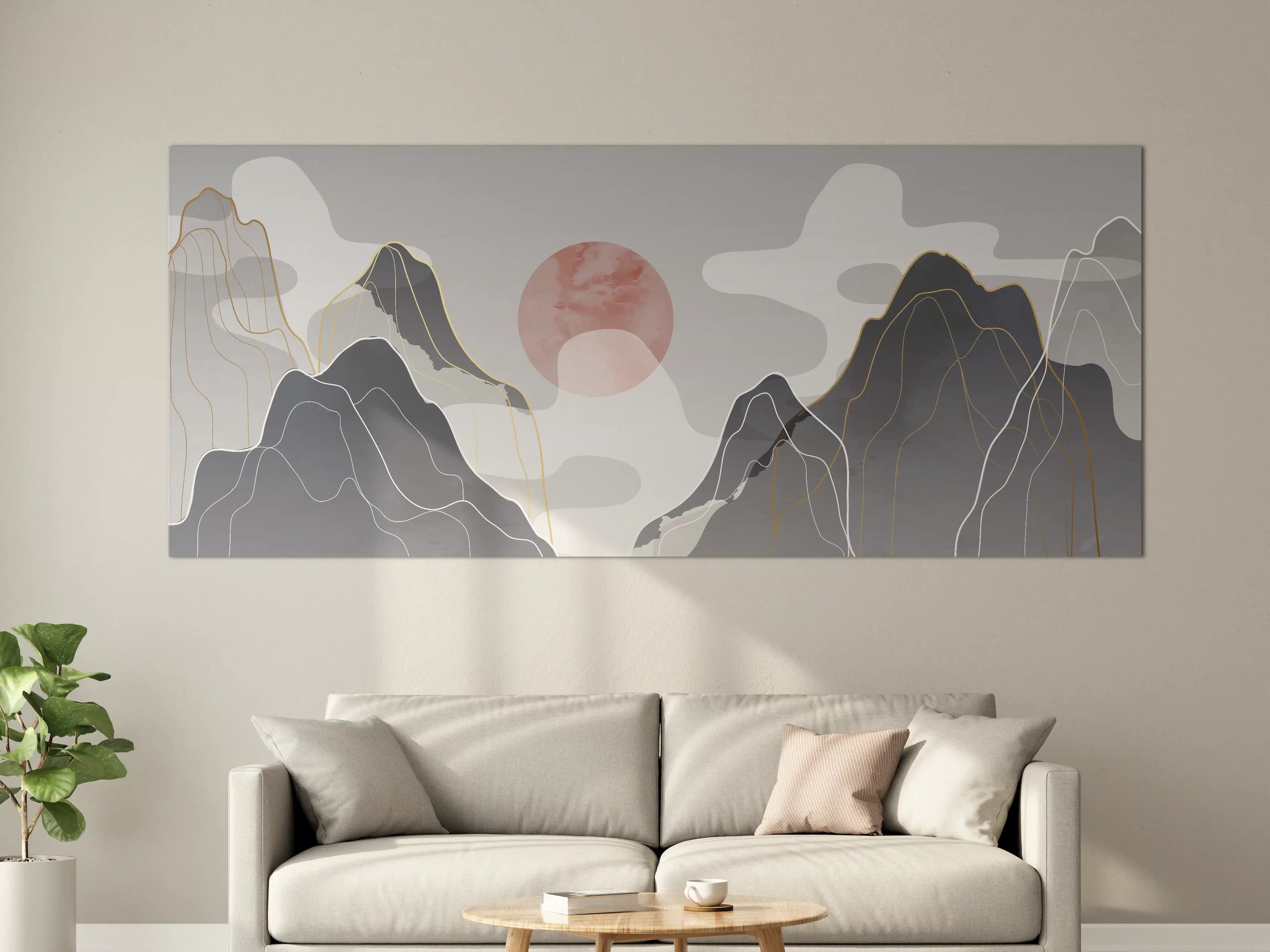 Große Wandbilder - Abstrakte Berge in Pastell