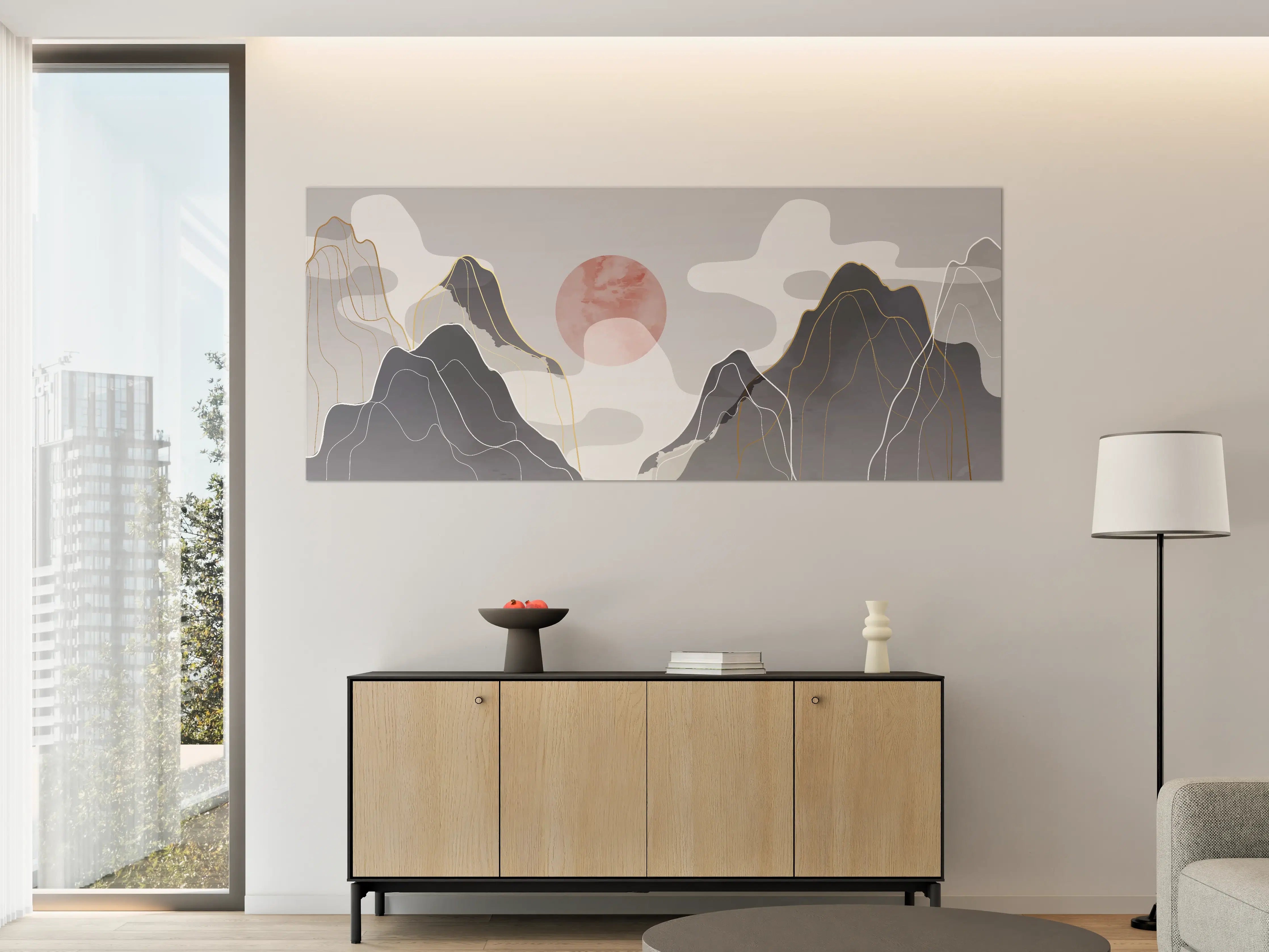Große Wandbilder - Abstrakte Berge in Pastell