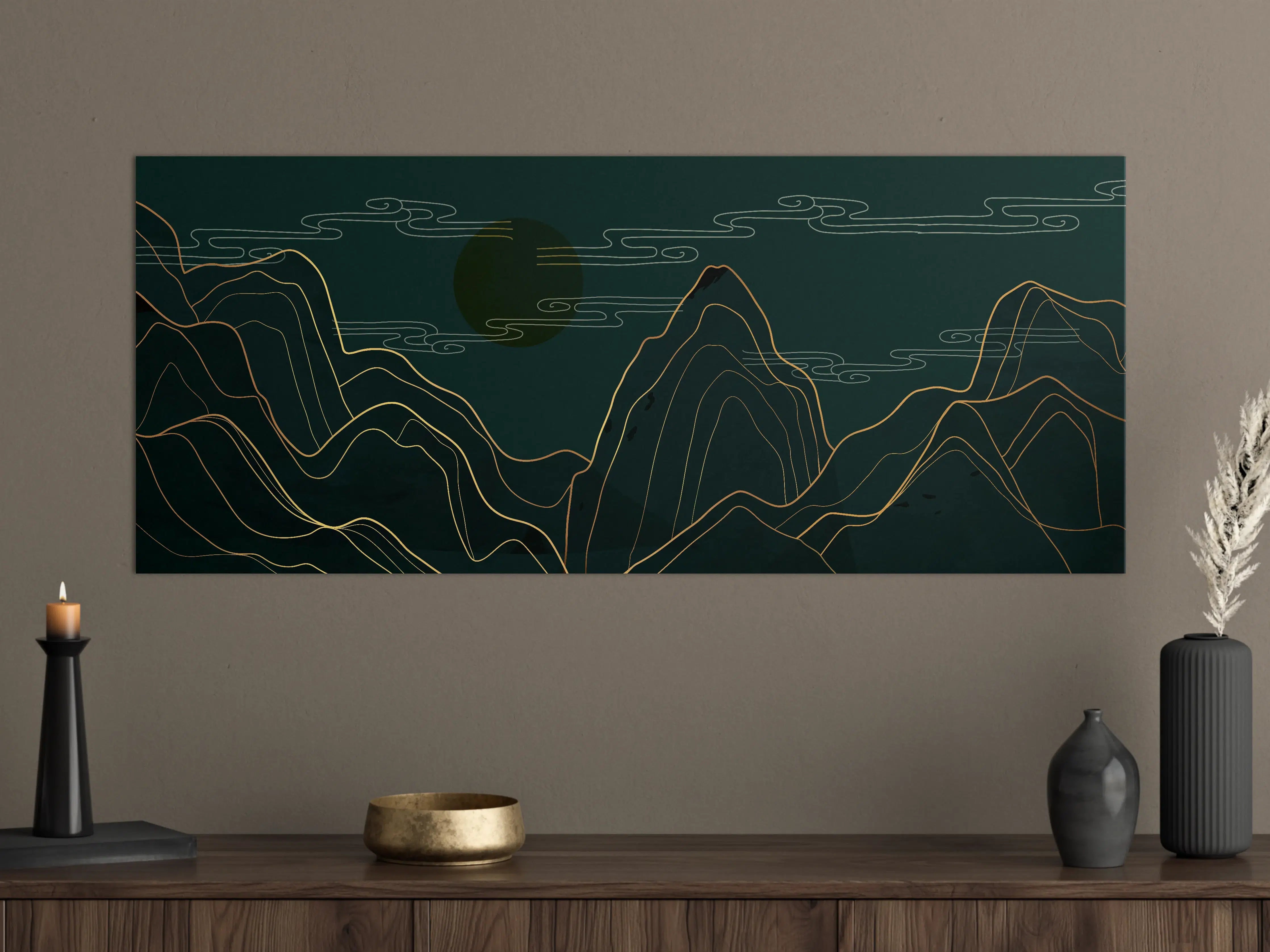 Große Wandbilder - Abstrakte Berglandschaft Linienkunst