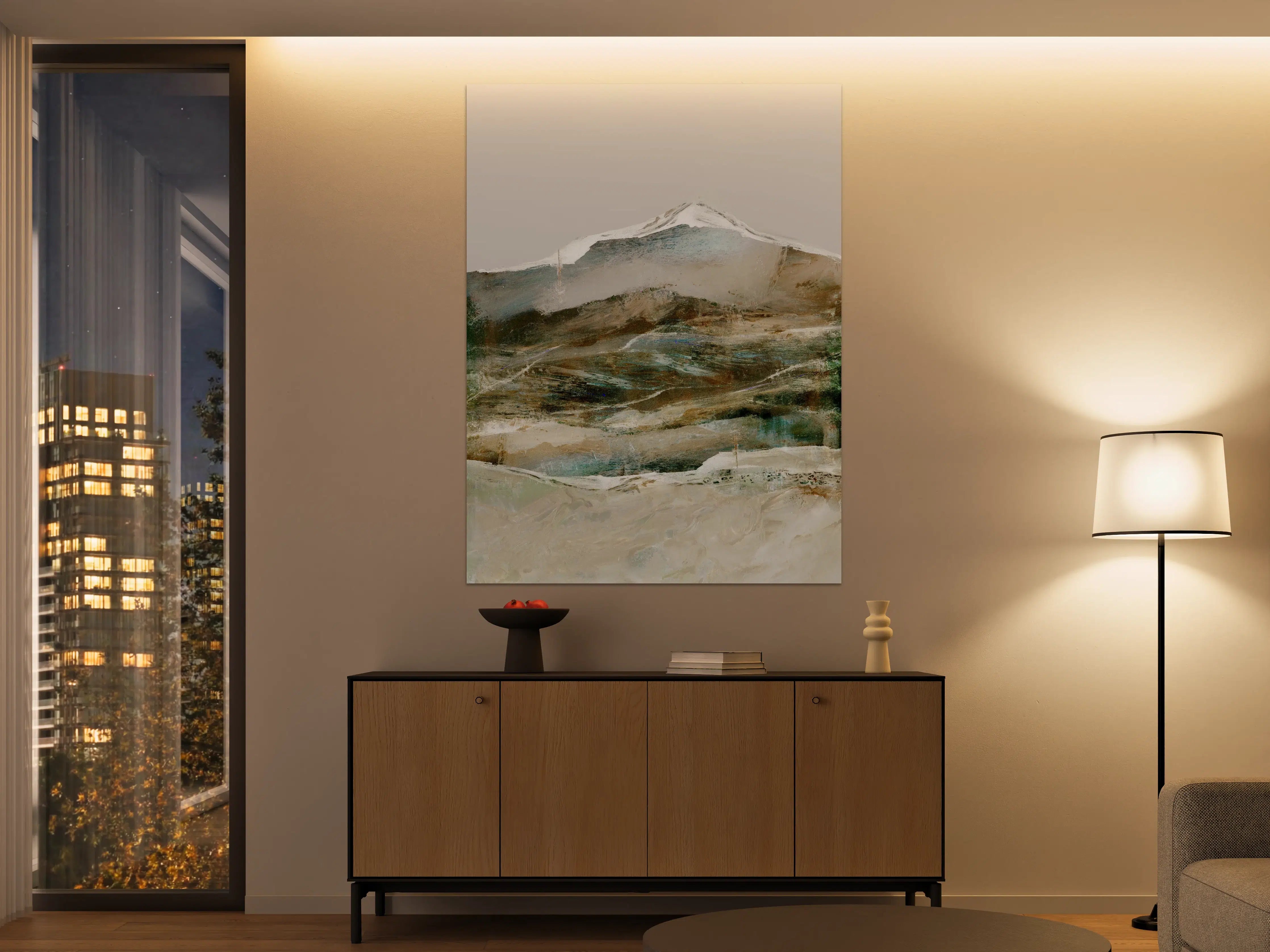 Große Wandbilder - Abstrakte Berglandschaft Pastelltöne