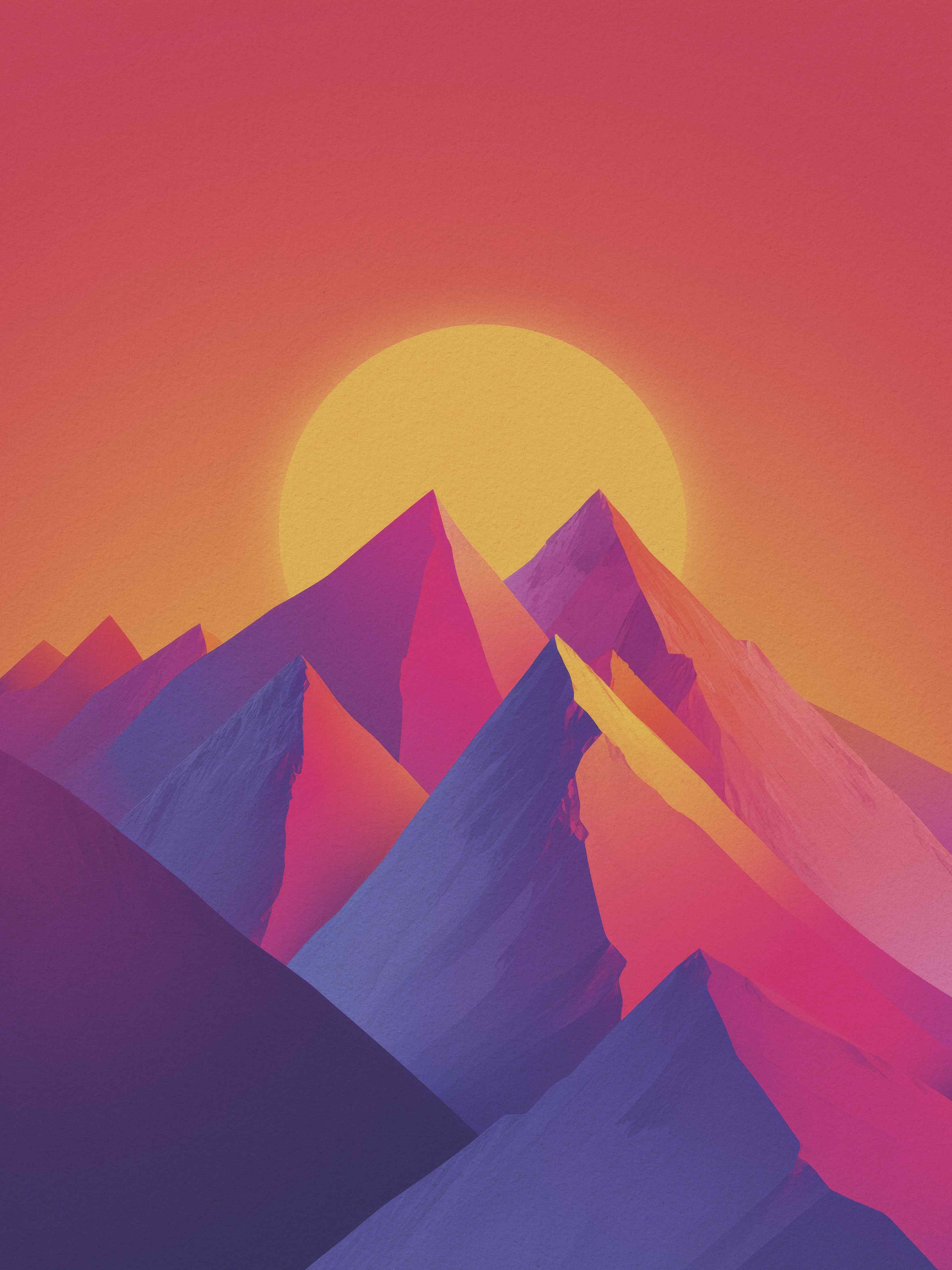 Große Wandbilder-Abstrakte Berglandschaft bei Sonnenuntergang
