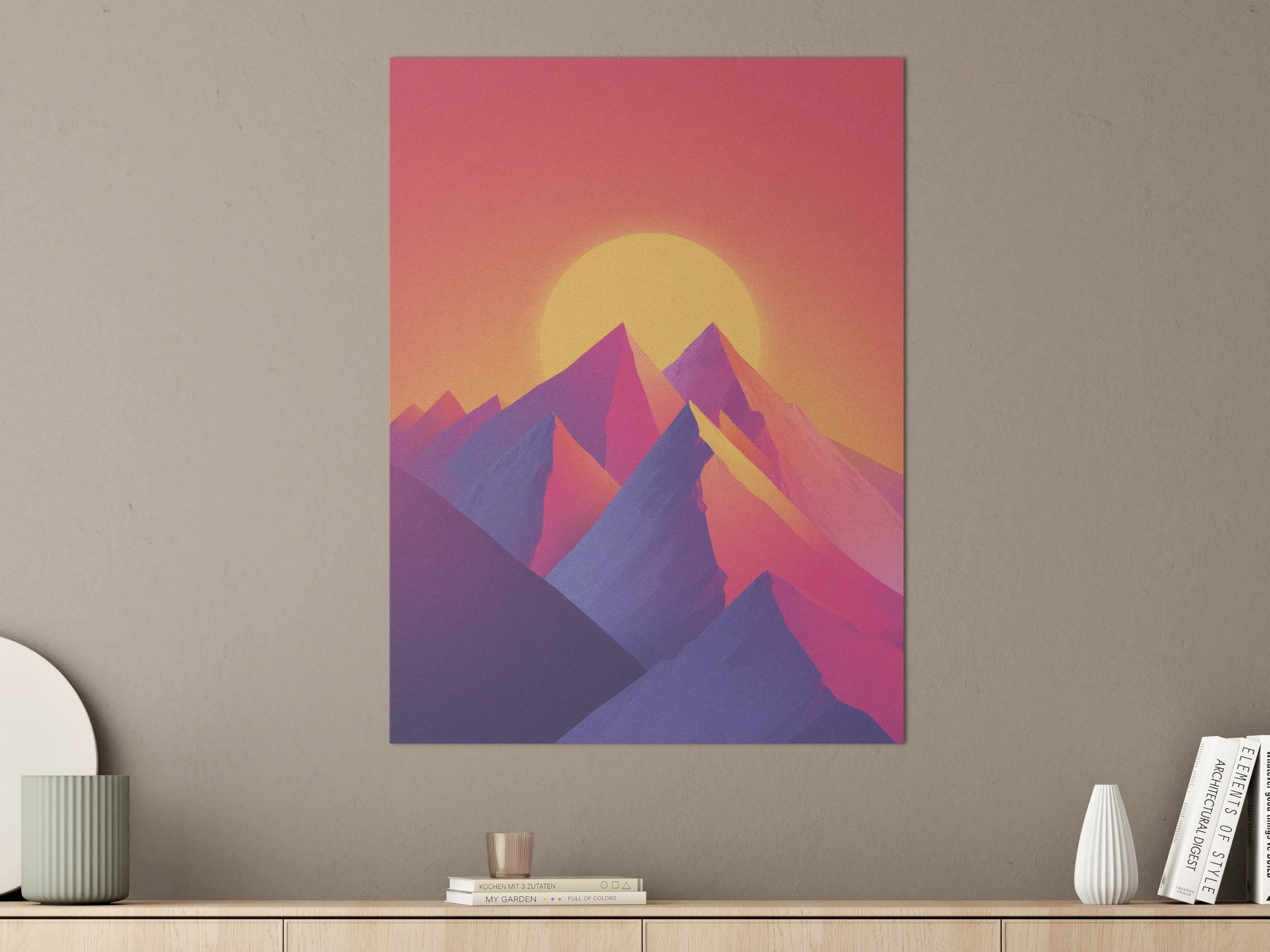 Große Wandbilder - Abstrakte Berglandschaft bei Sonnenuntergang