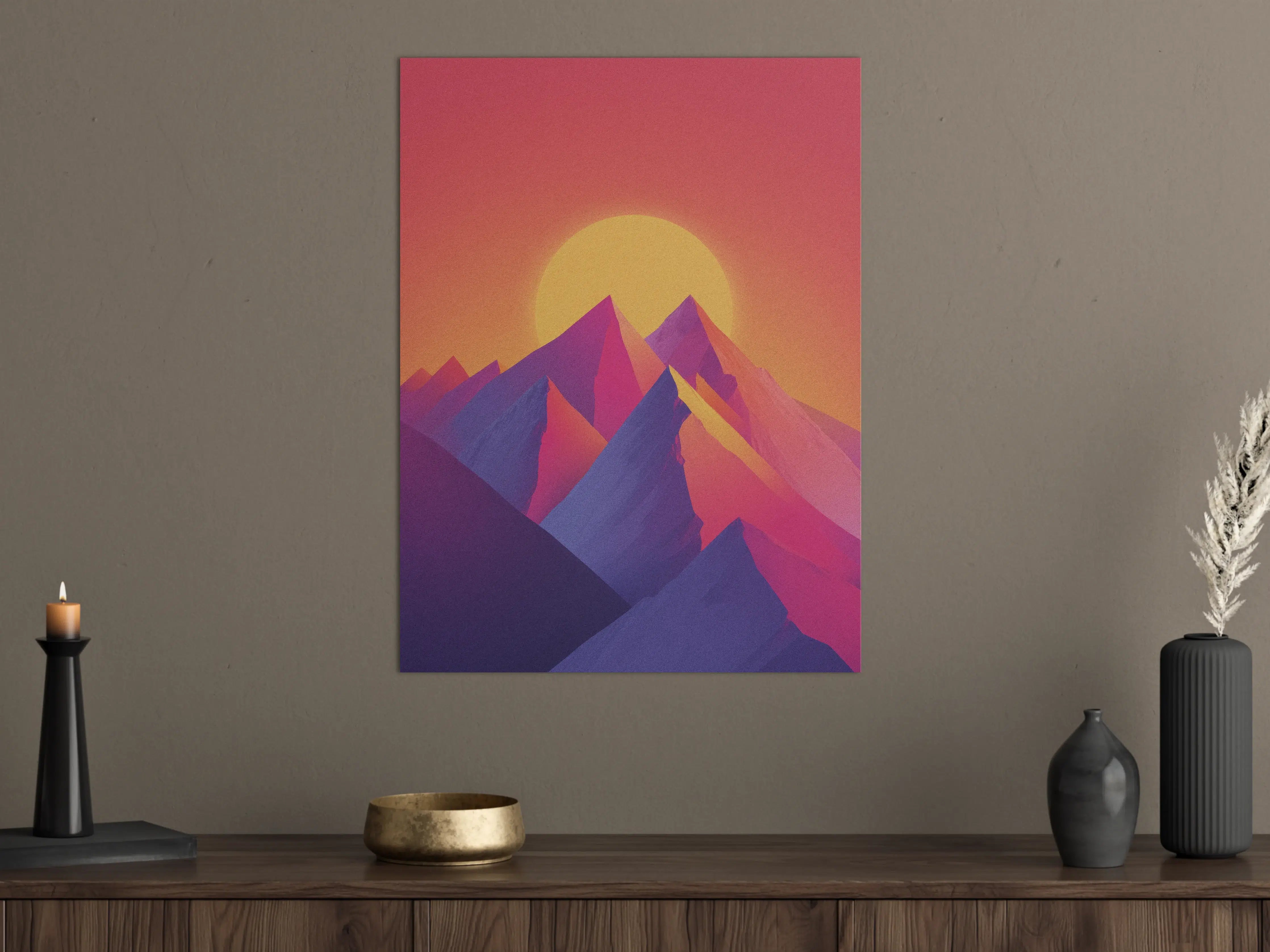 Große Wandbilder - Abstrakte Berglandschaft bei Sonnenuntergang