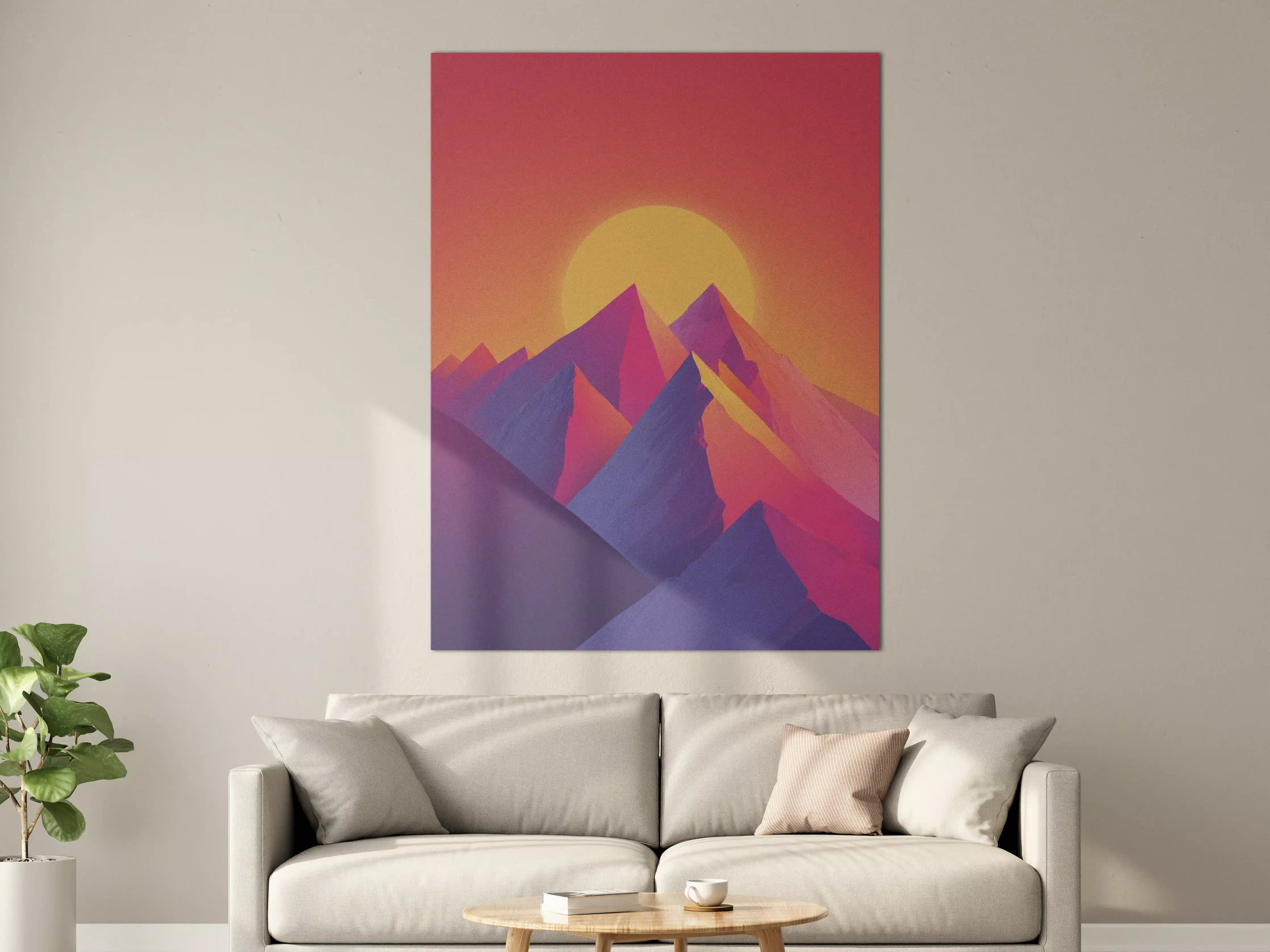 Große Wandbilder - Abstrakte Berglandschaft bei Sonnenuntergang