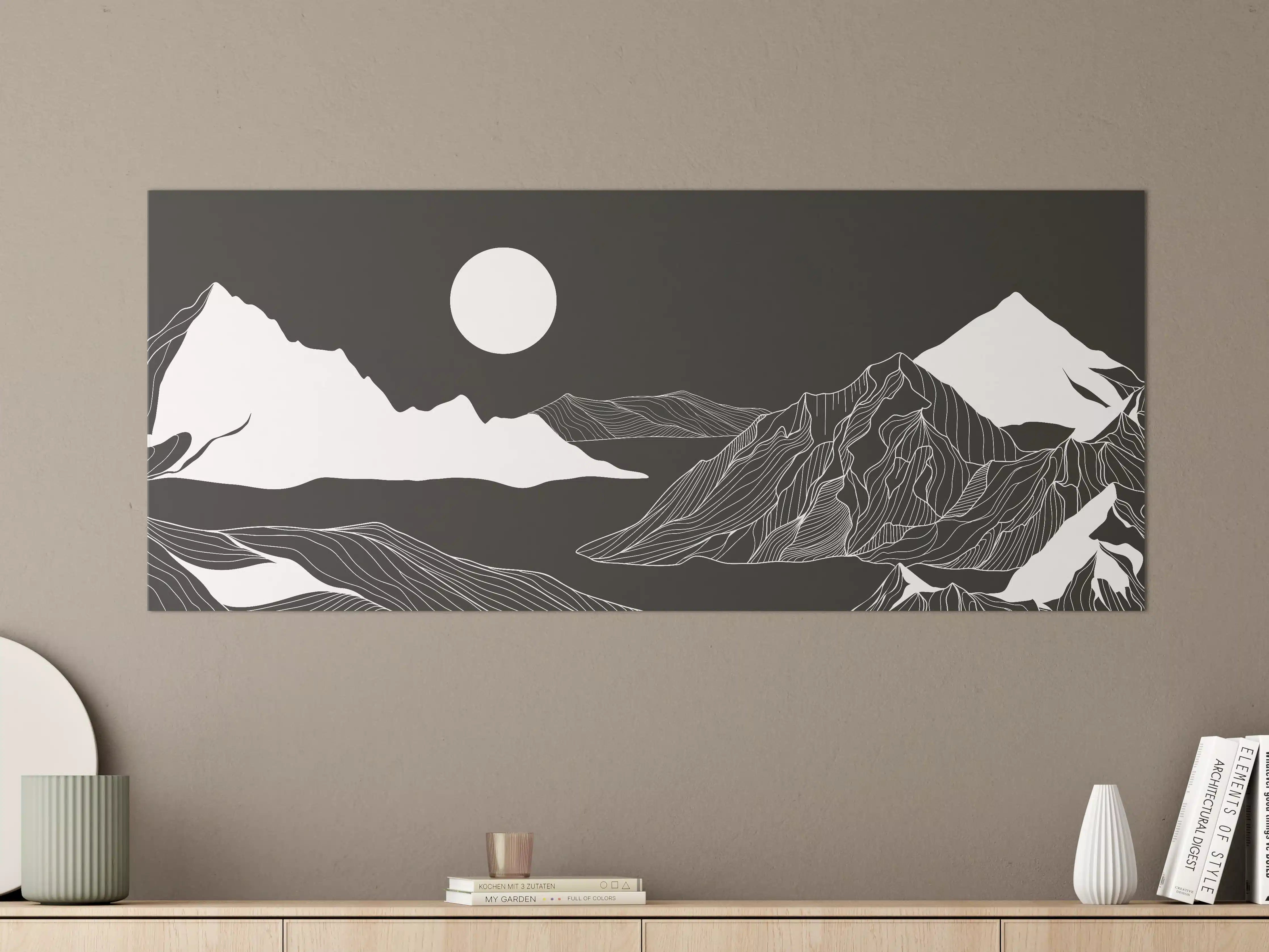 Große Wandbilder - Abstrakte Berglandschaft in Monochrom