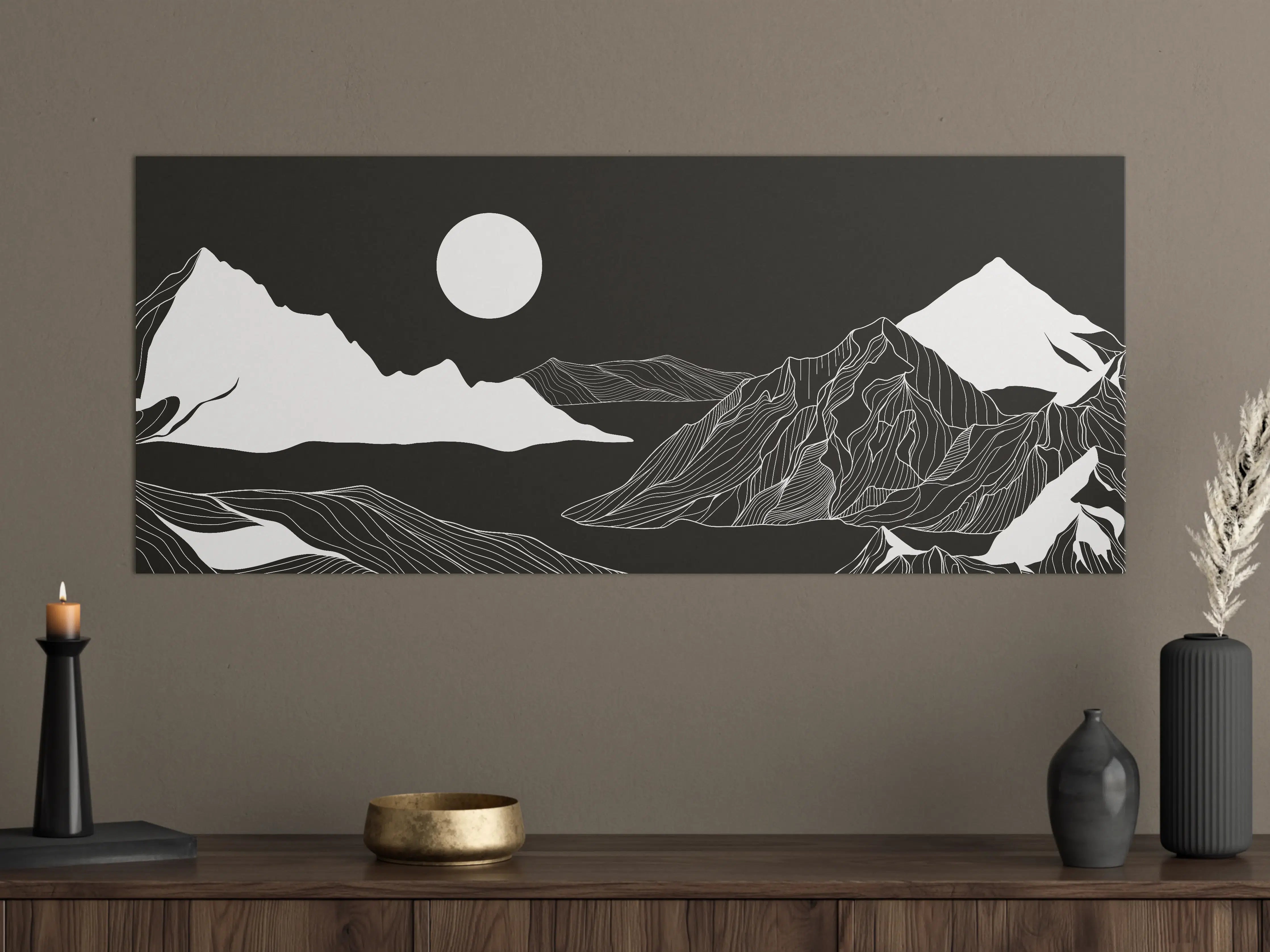 Große Wandbilder - Abstrakte Berglandschaft in Monochrom