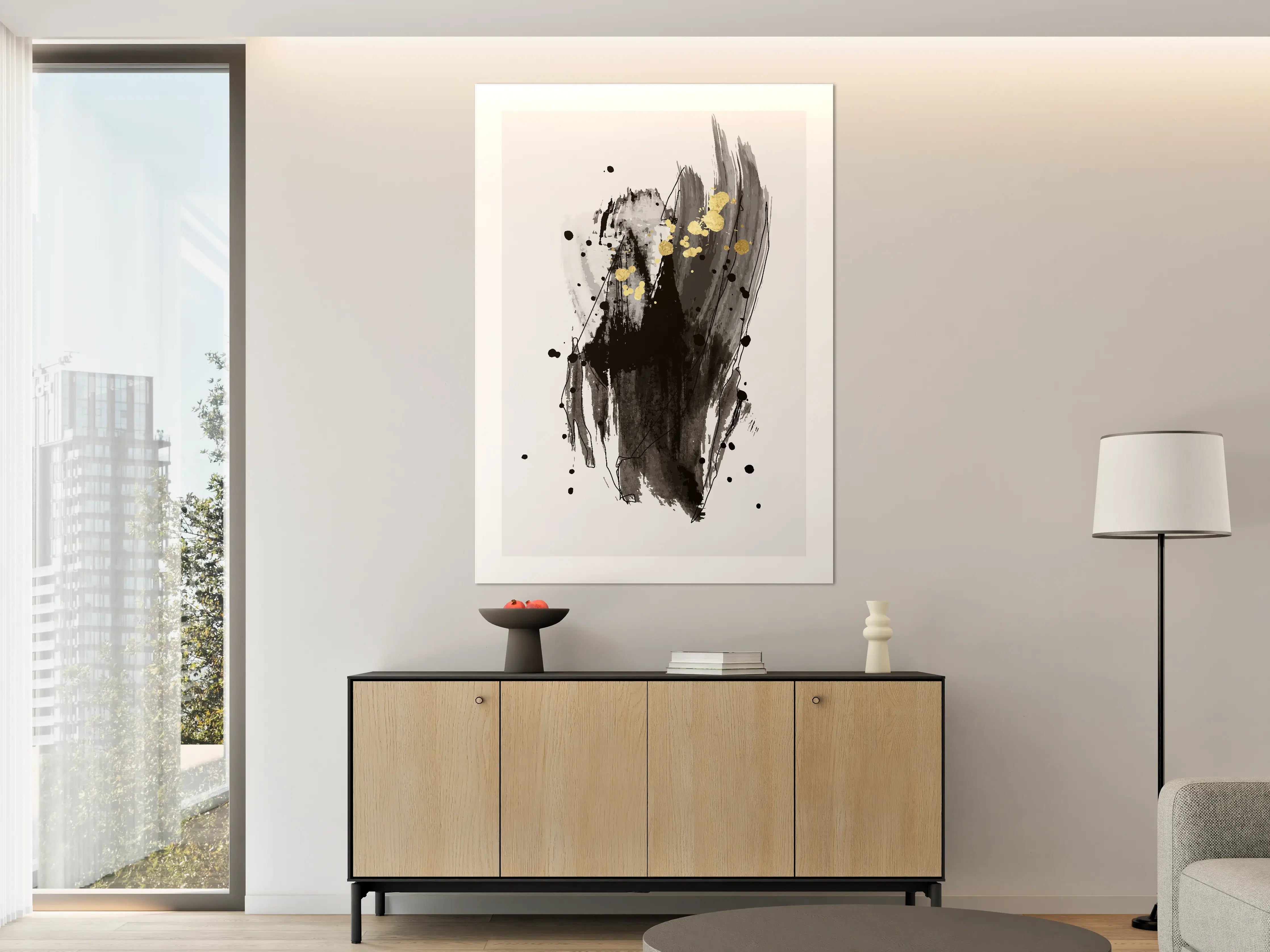 Große Wandbilder - Abstrakte Black & Gold Kunst