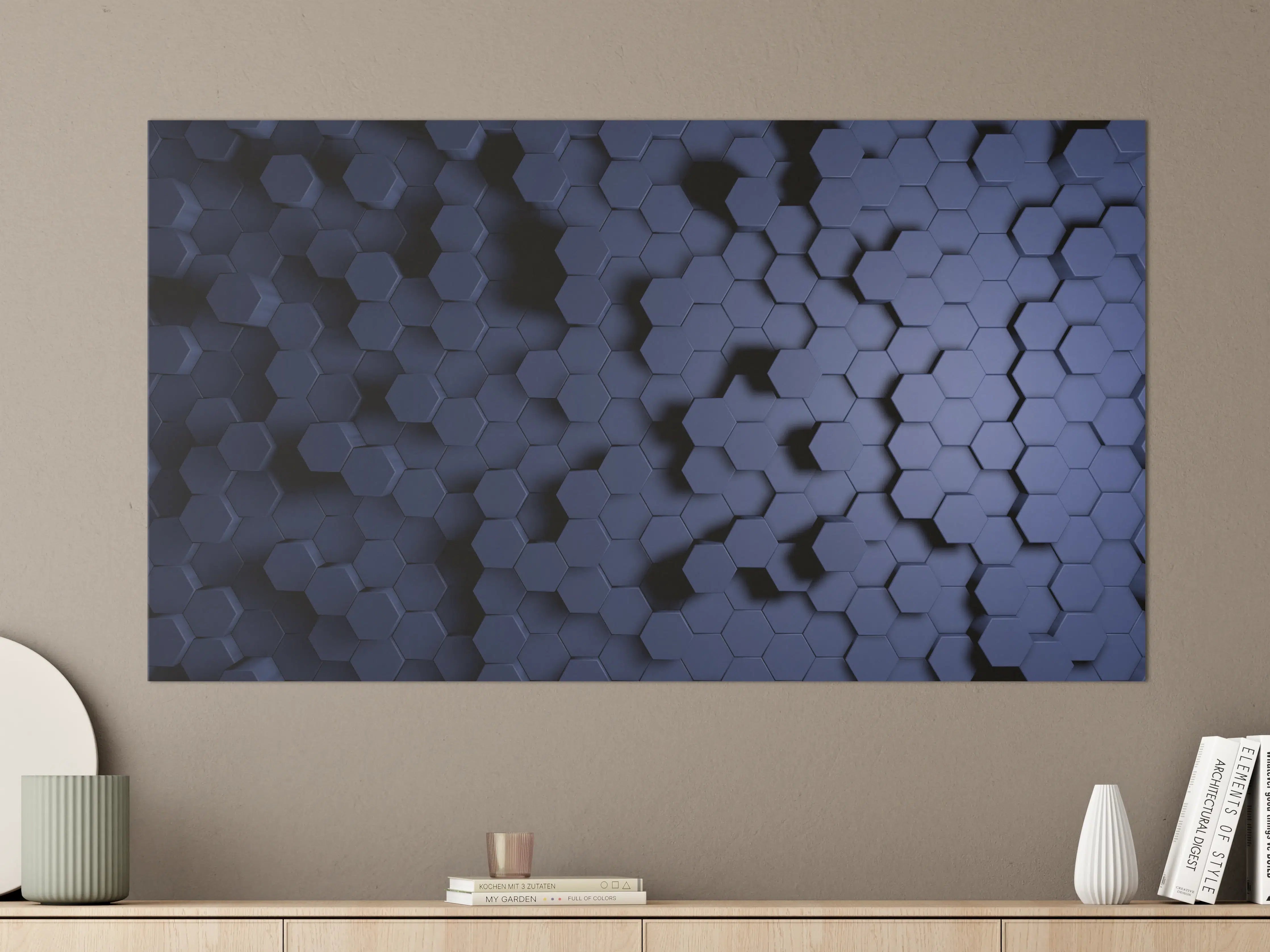 Große Wandbilder - Abstrakte Blau-Hexagon-Struktur