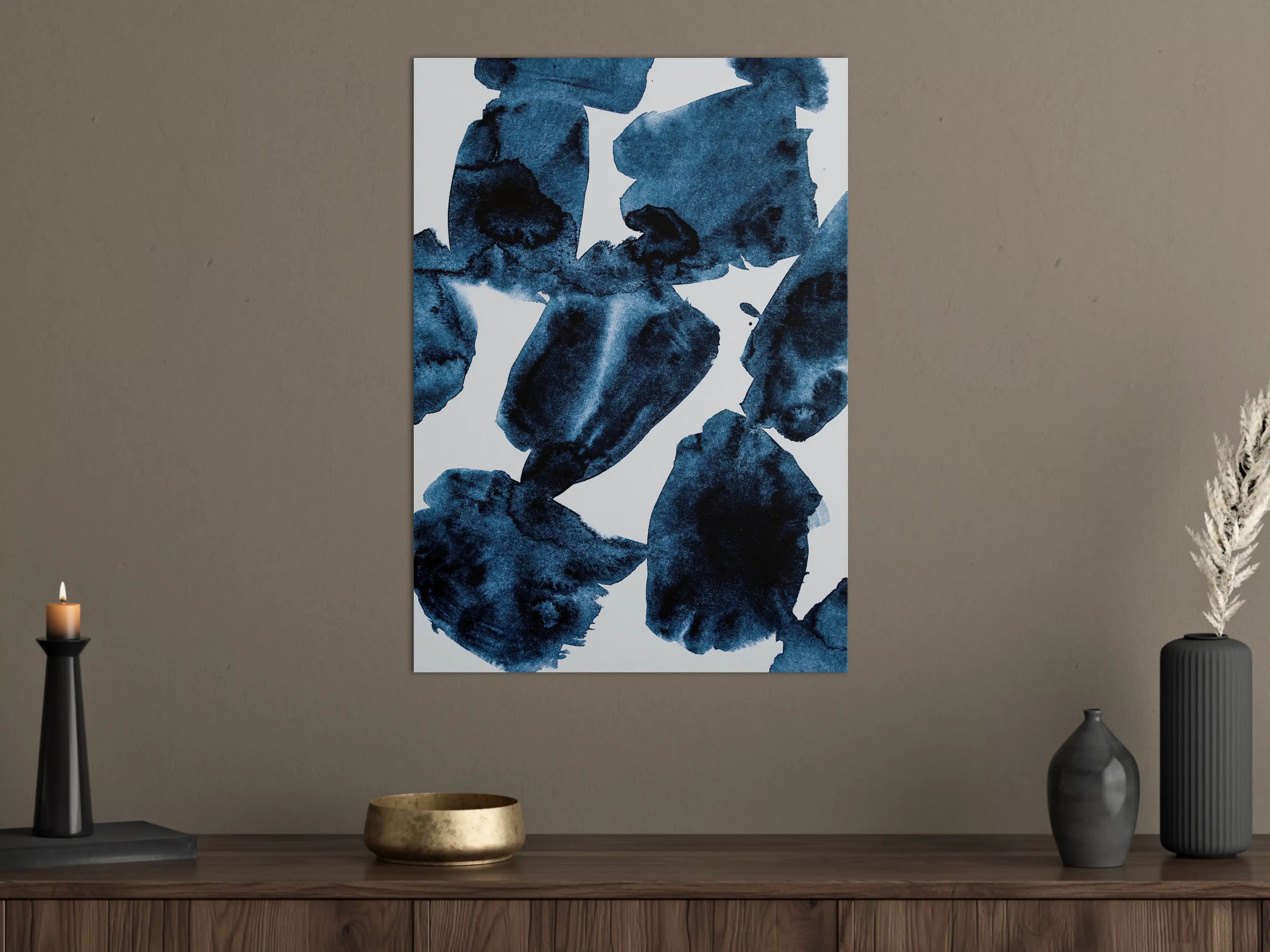 Große Wandbilder - Abstrakte Blaue Wasserfarben