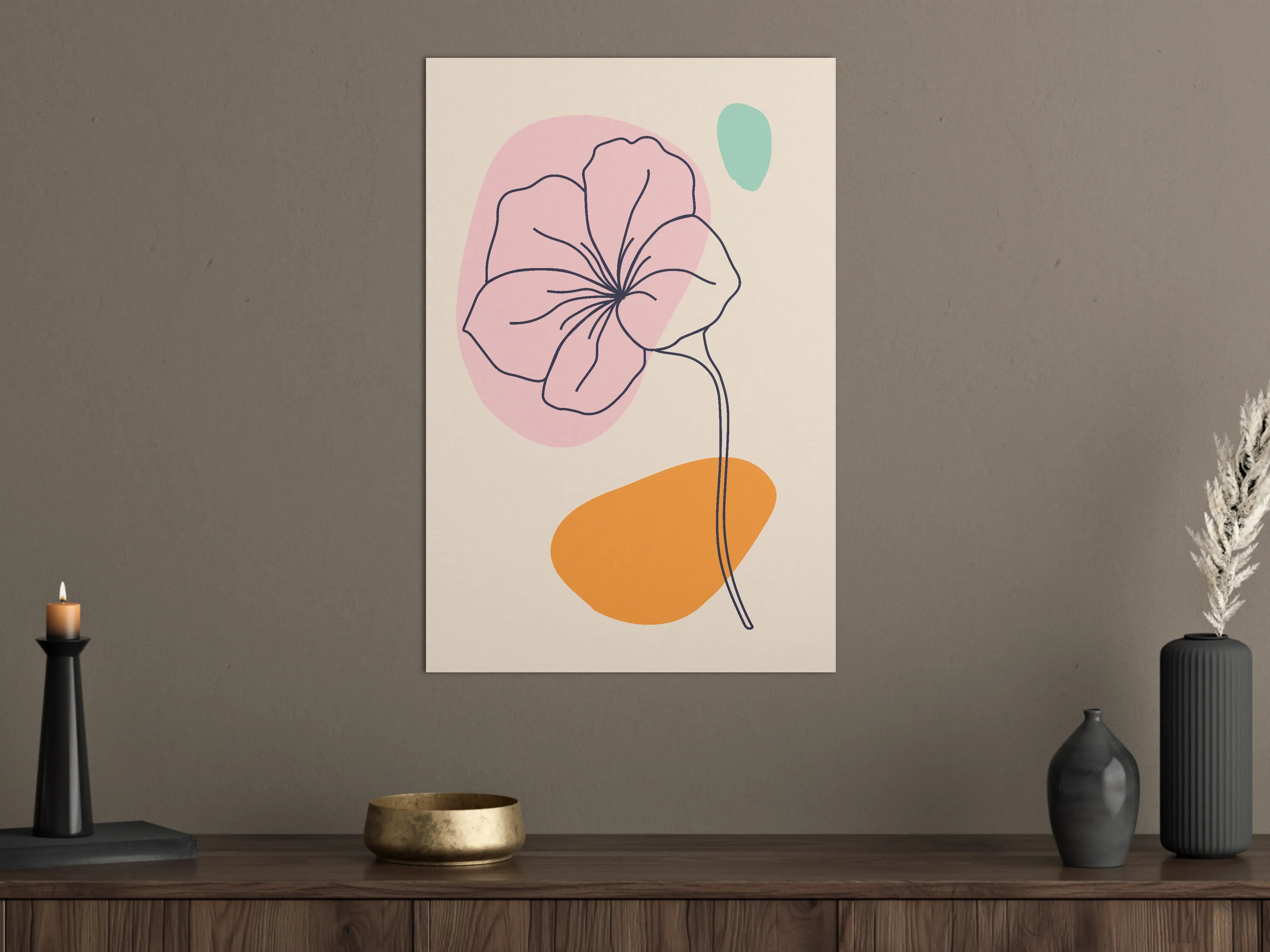 Große Wandbilder - Abstrakte Blumenzeichnung in Pastellfarben