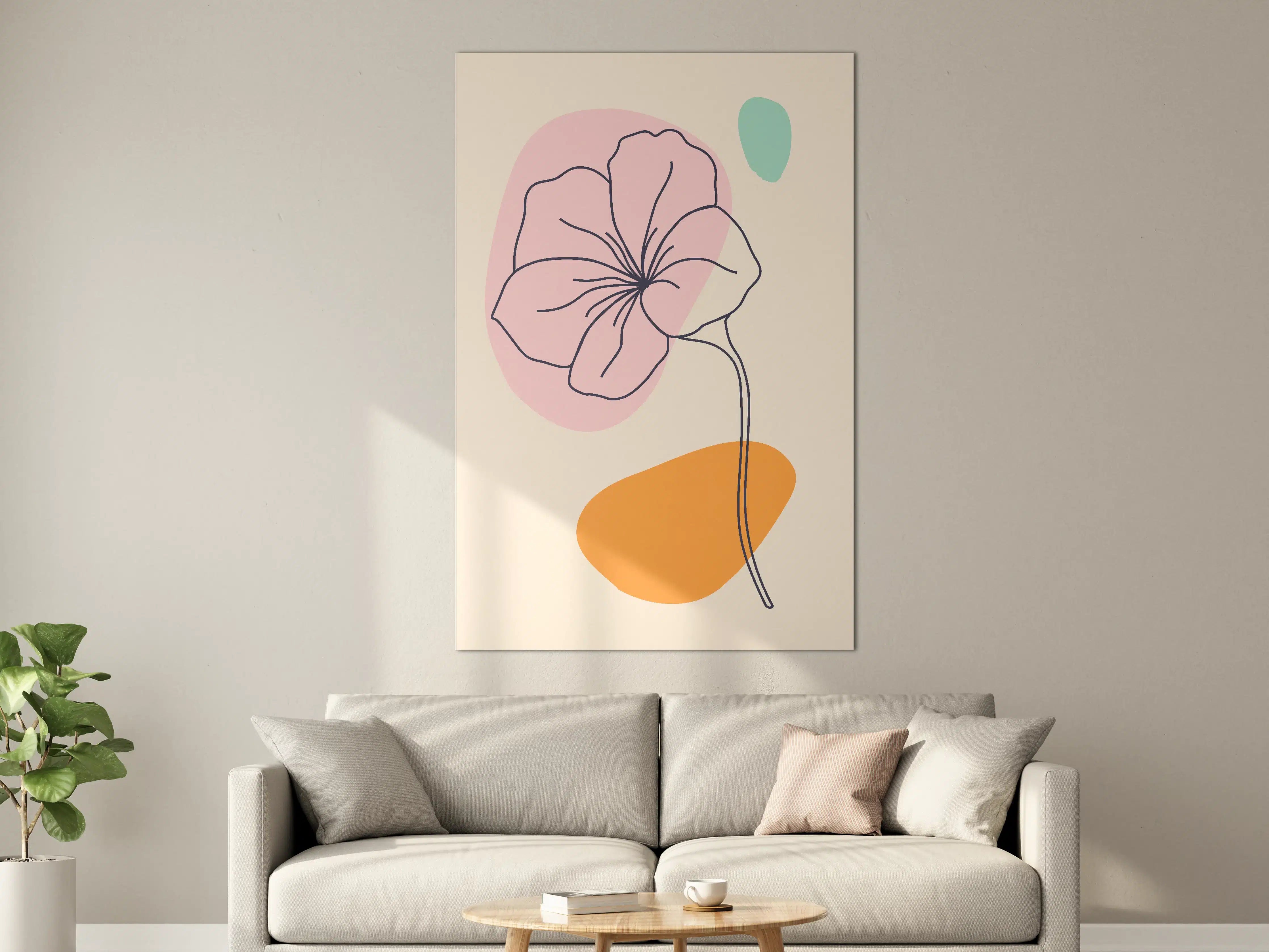 Große Wandbilder - Abstrakte Blumenzeichnung in Pastellfarben