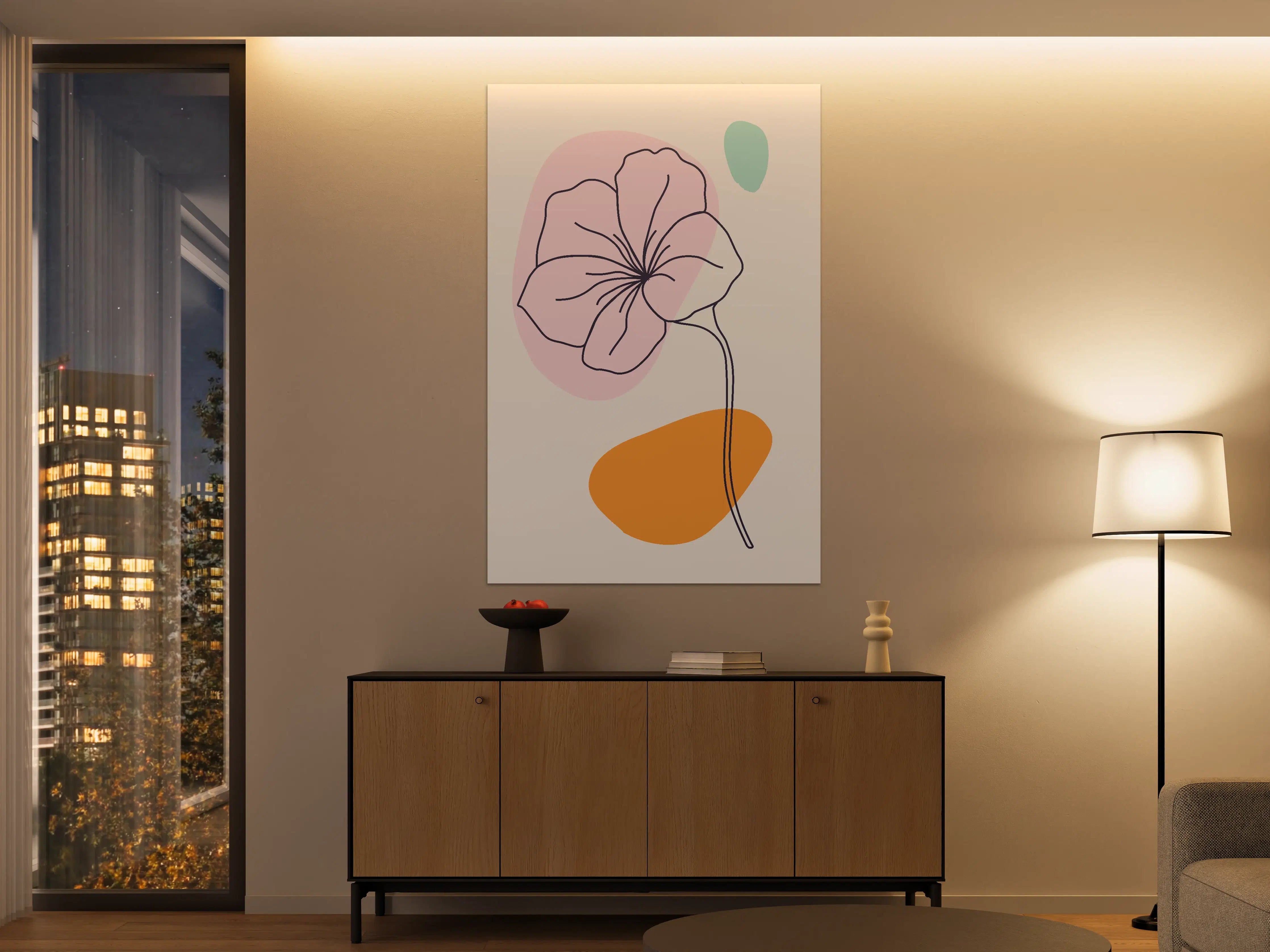 Große Wandbilder - Abstrakte Blumenzeichnung in Pastellfarben