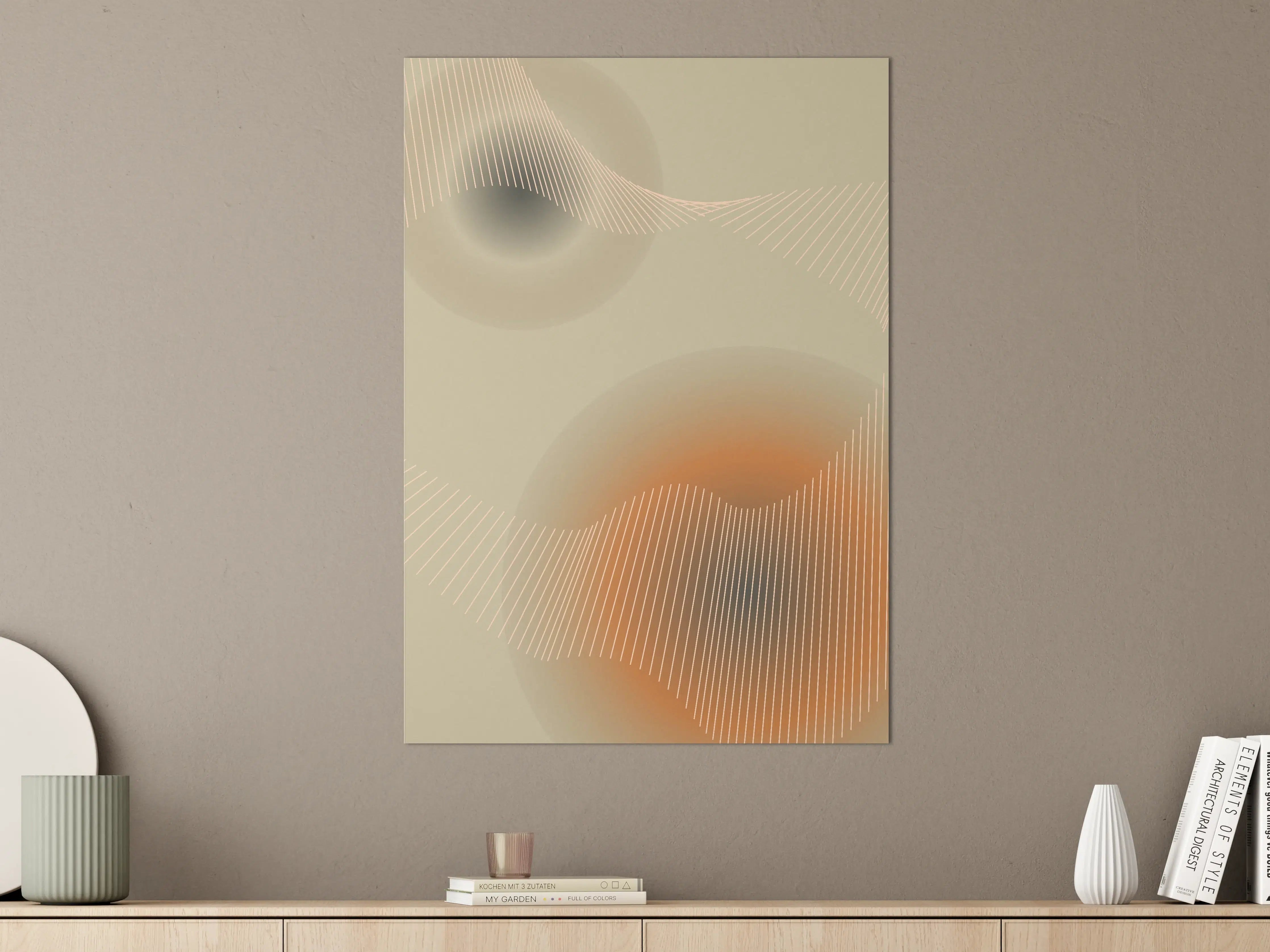 Große Wandbilder - Abstrakte Digital Kunst in Erd- und Grünschattierungen