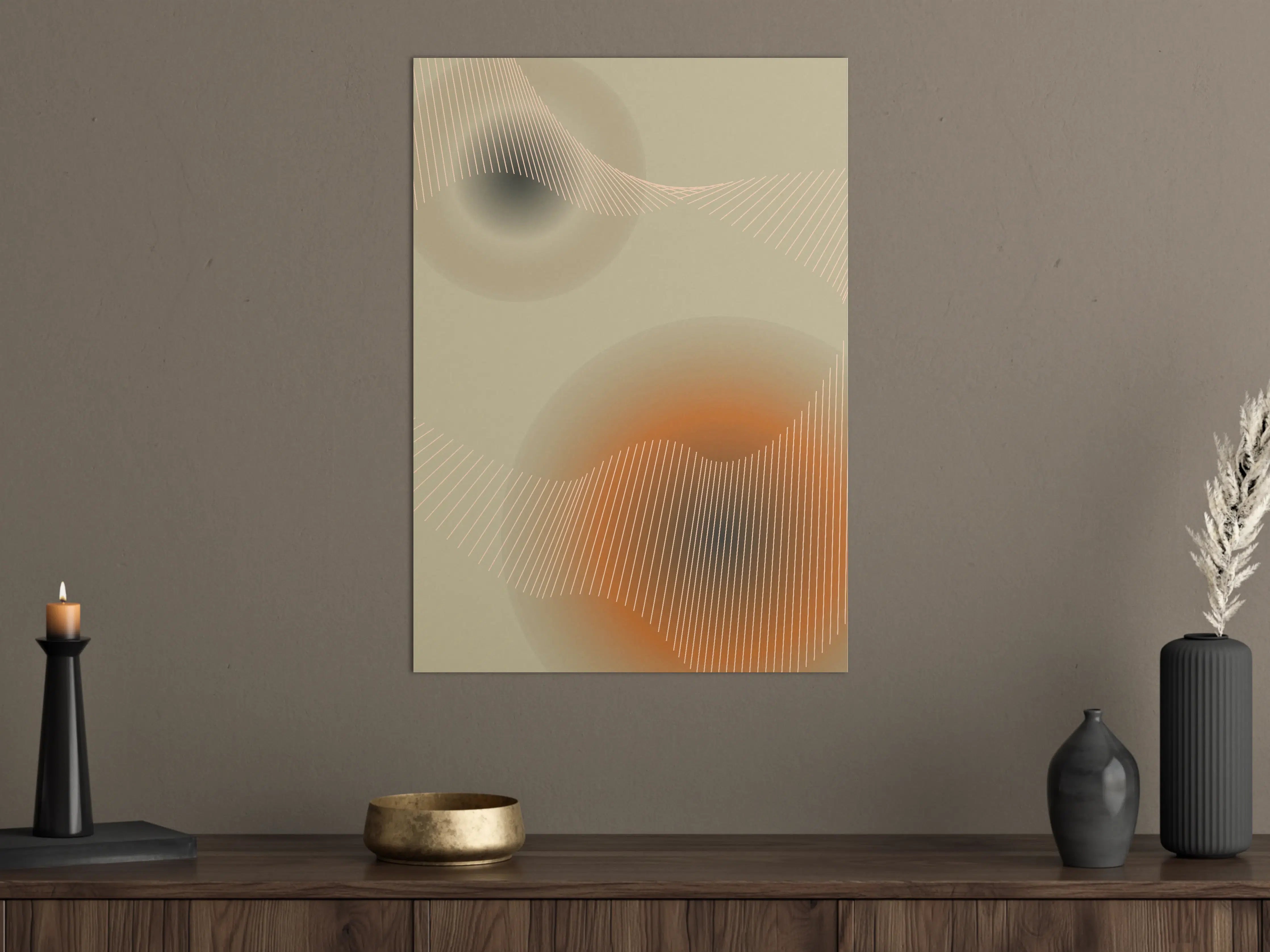 Große Wandbilder - Abstrakte Digital Kunst in Erd- und Grünschattierungen