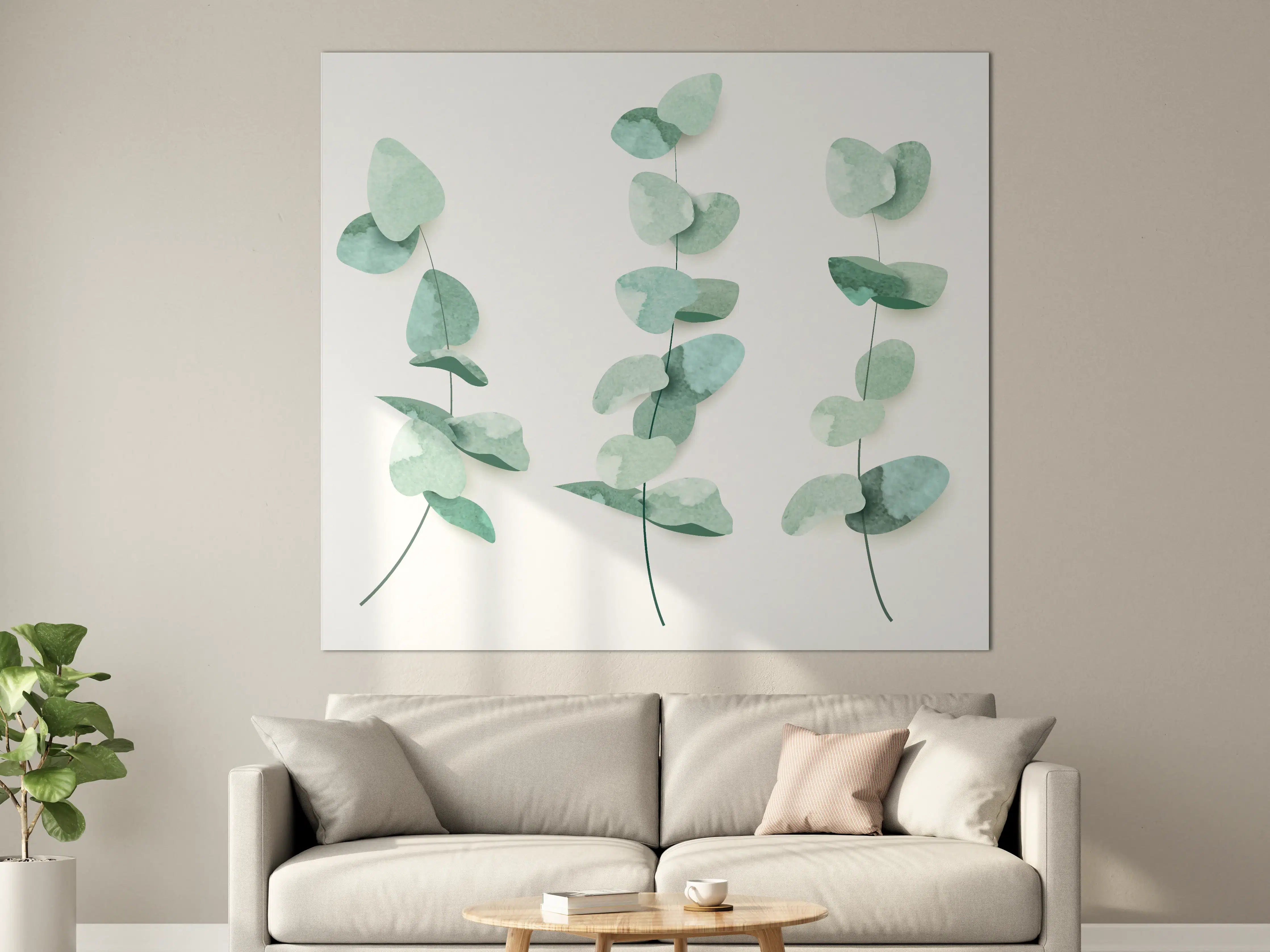 Große Wandbilder - Abstrakte Eukalyptus Aquarell Kunst