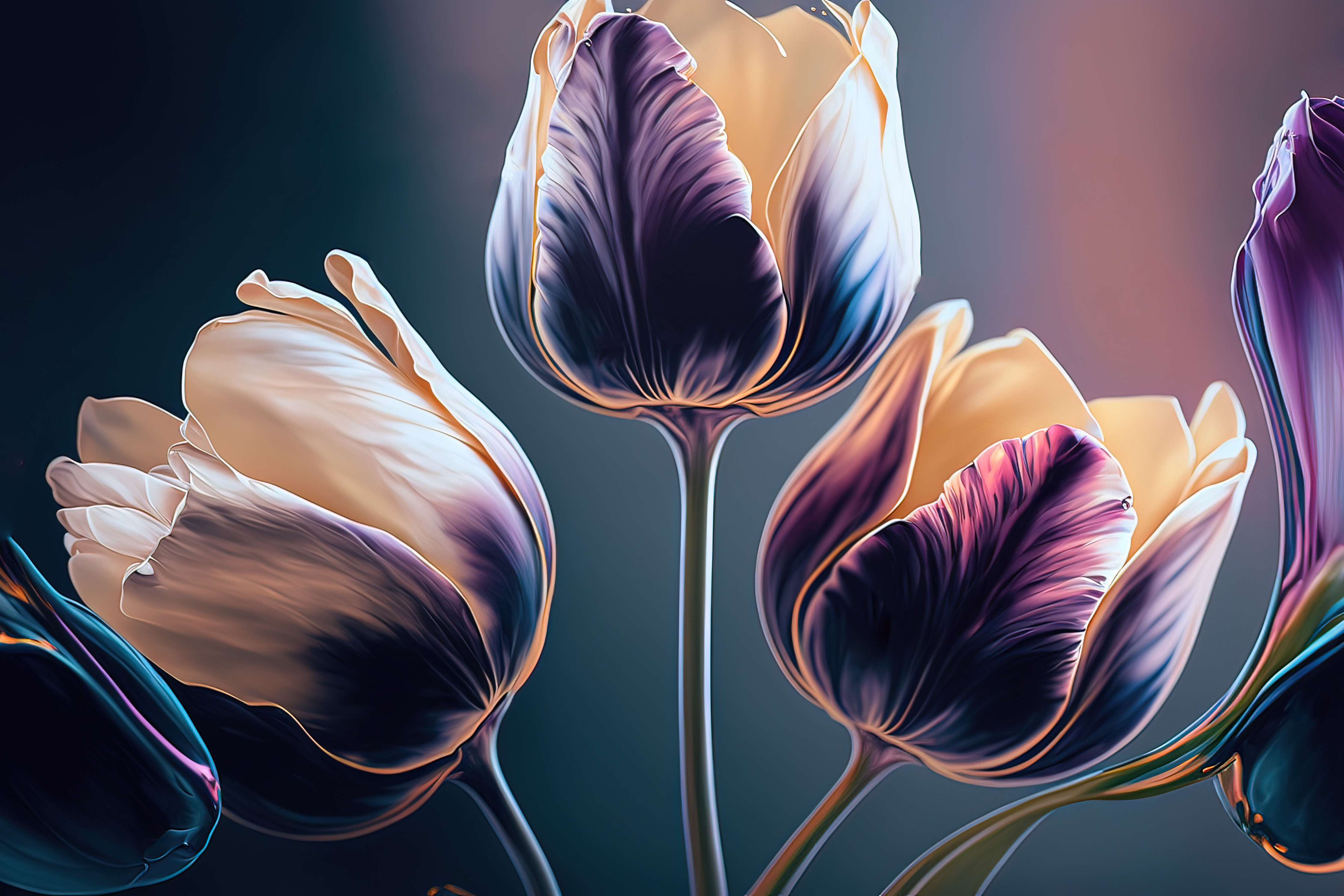Große Wandbilder-Abstrakte Fließende Tulpen Kunst