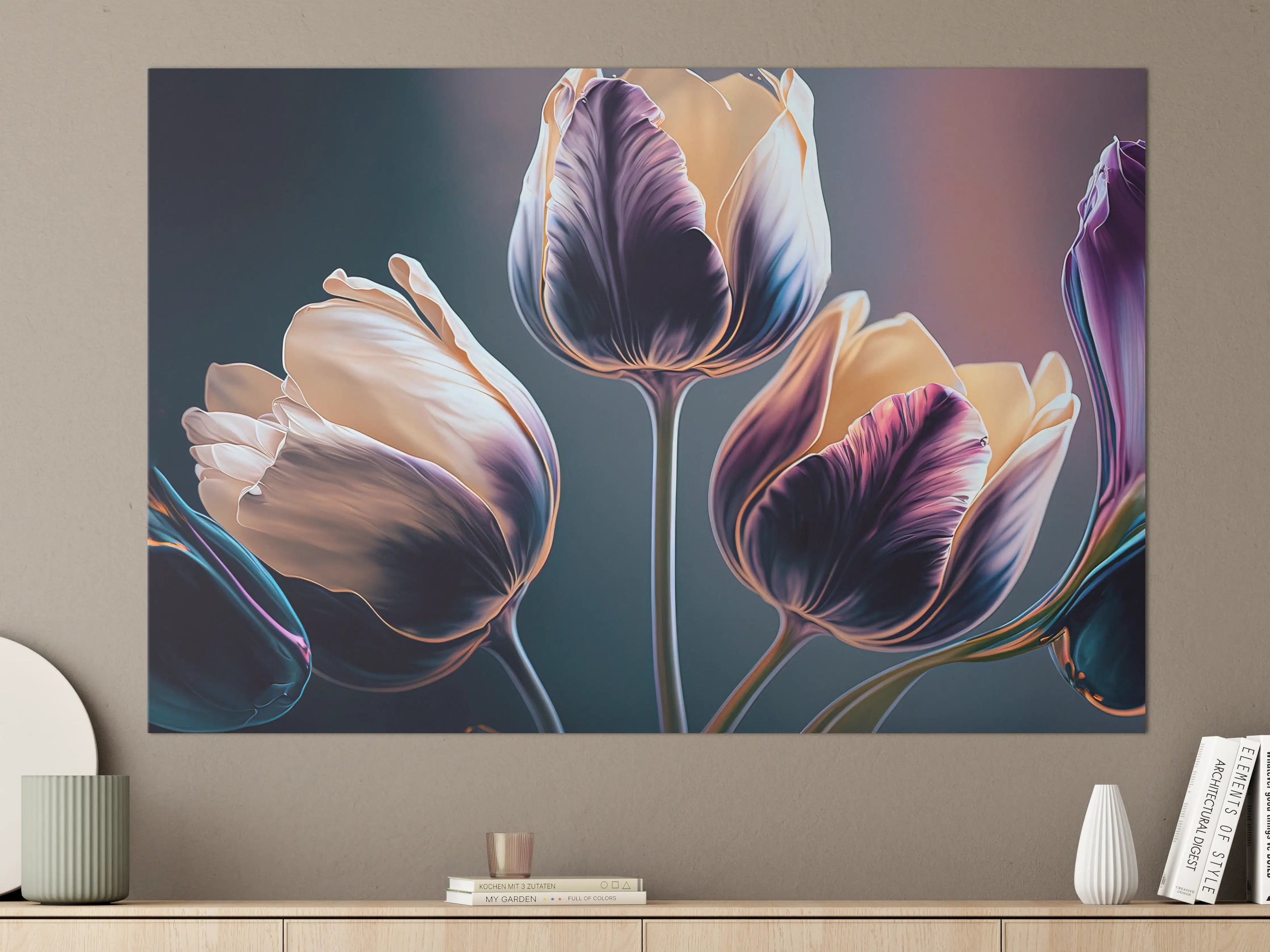 Große Wandbilder - Abstrakte Fließende Tulpen Kunst
