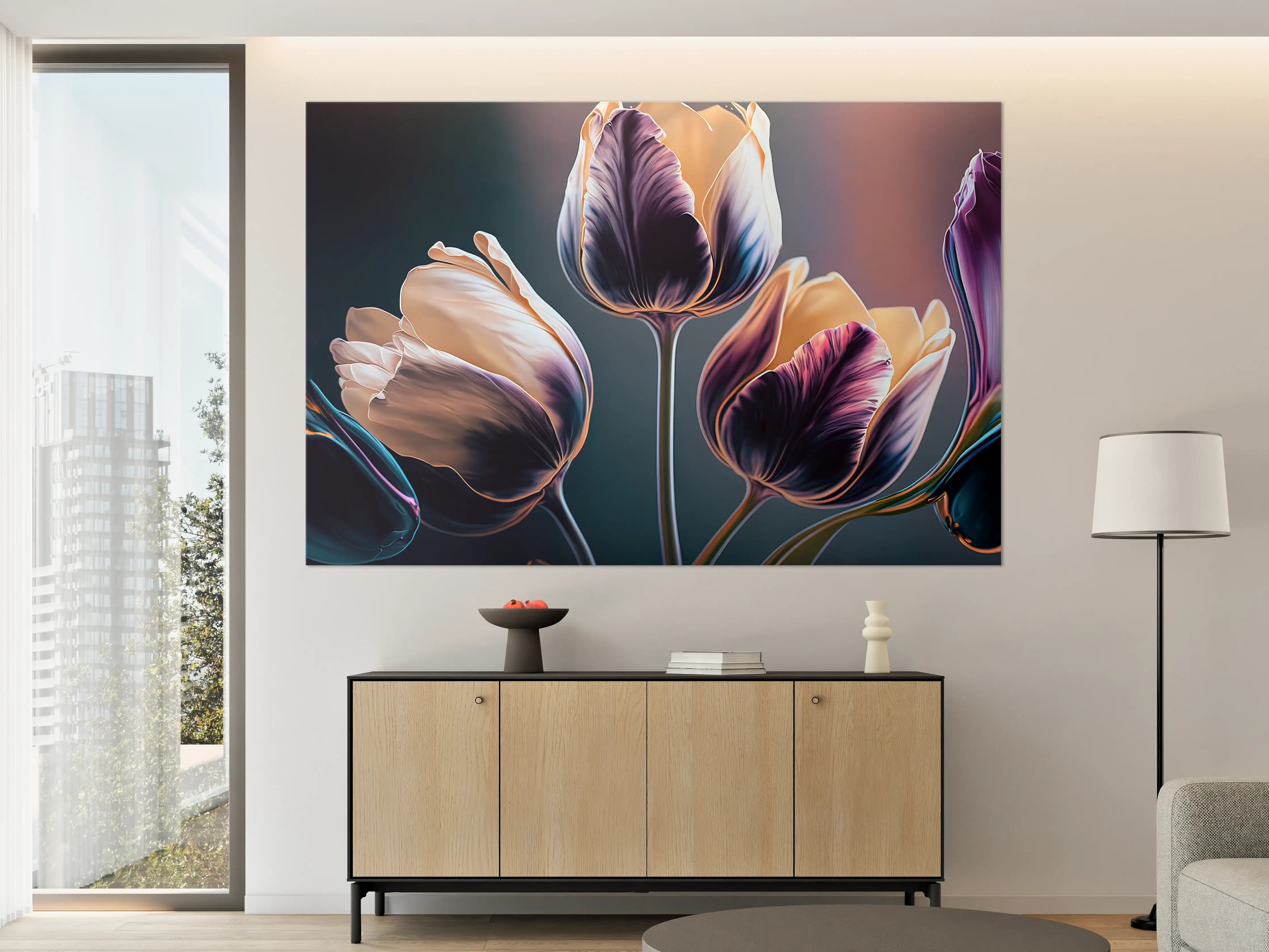 Große Wandbilder - Abstrakte Fließende Tulpen Kunst