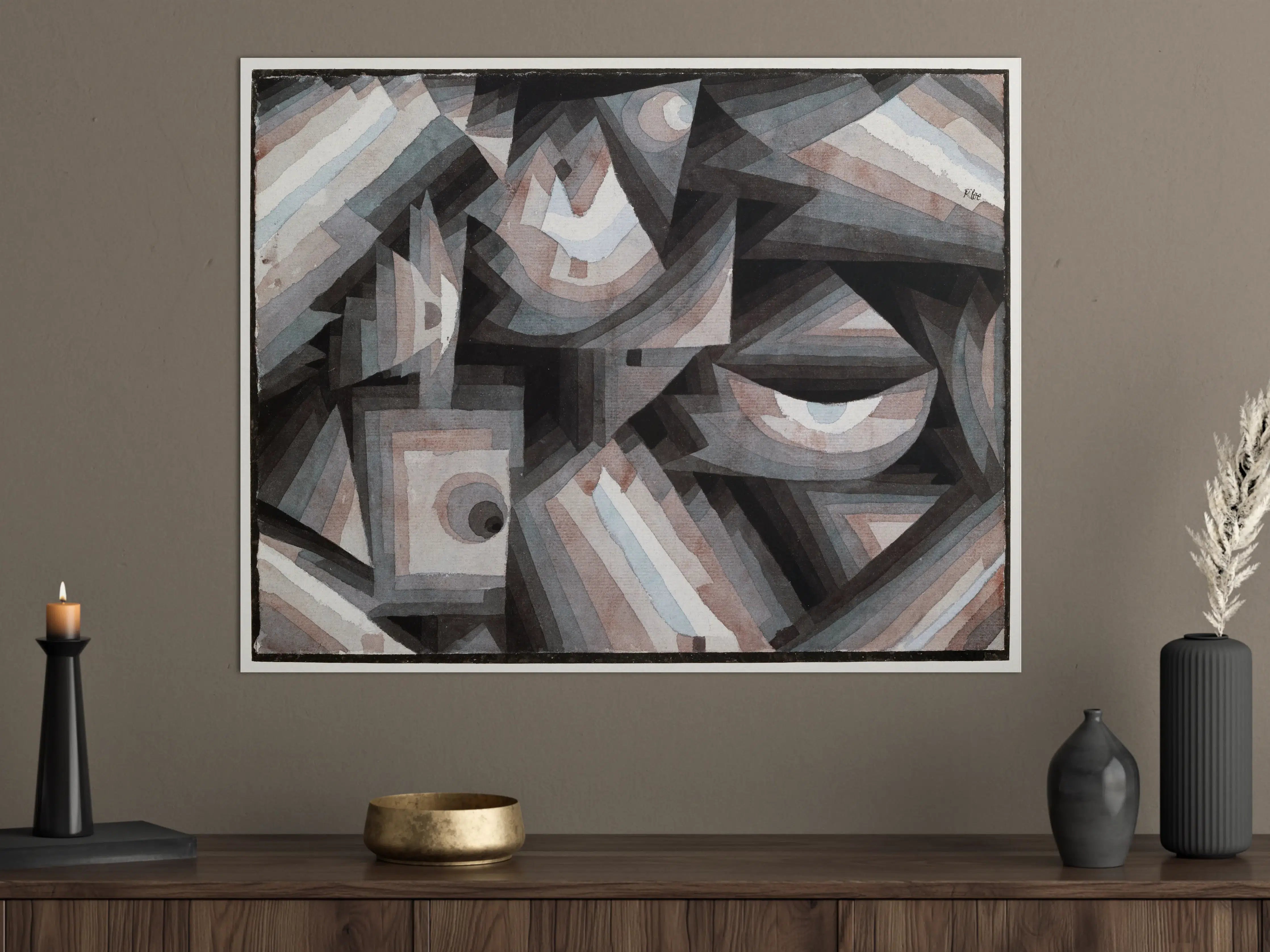 Große Wandbilder - Abstrakte Geometrie in Erdtönen