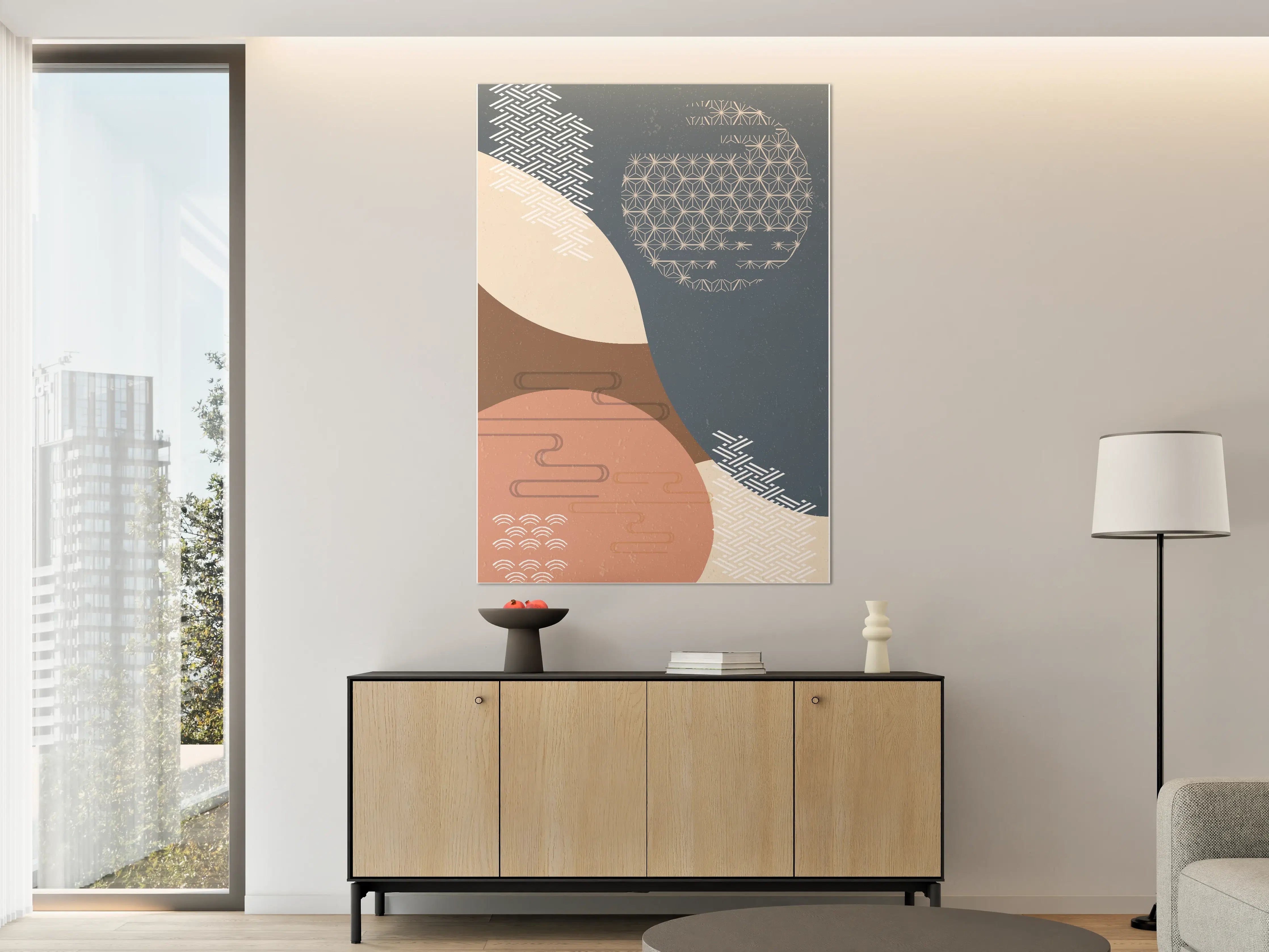 Große Wandbilder - Abstrakte Geometrie in sanften Pastelltönen