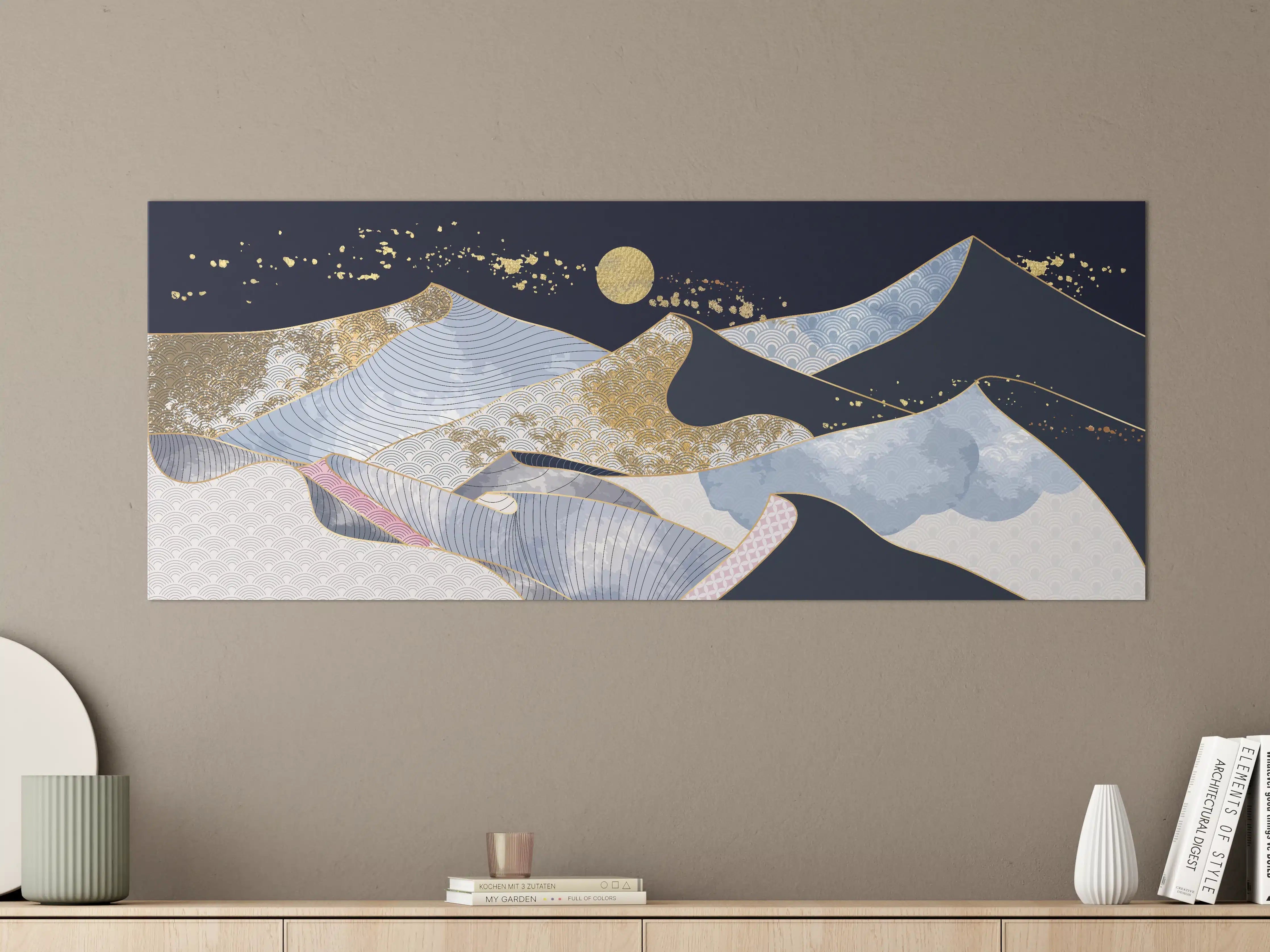 Große Wandbilder - Abstrakte Gold-Mond-Nacht